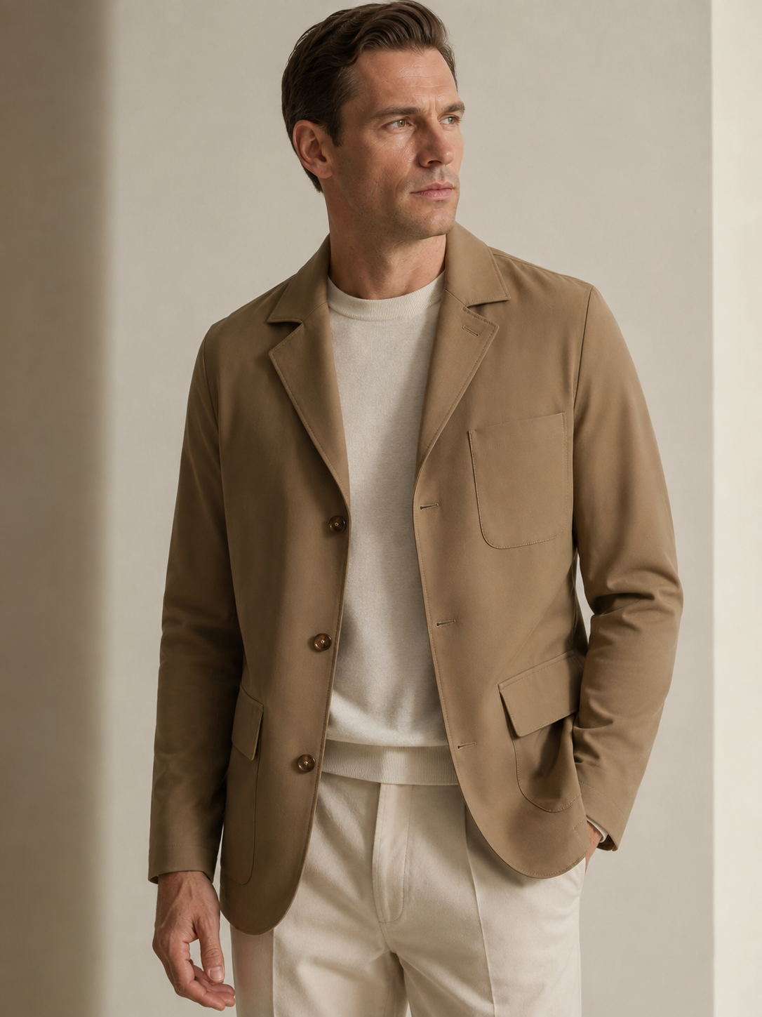 PIETRA SALATA Napoli Beige Lightweight Jacket Stretch NEW