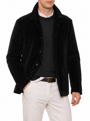 PIETRA SALATA Napoli "Ralph" Black Cotton Corduroy Stretch Jacket NEW