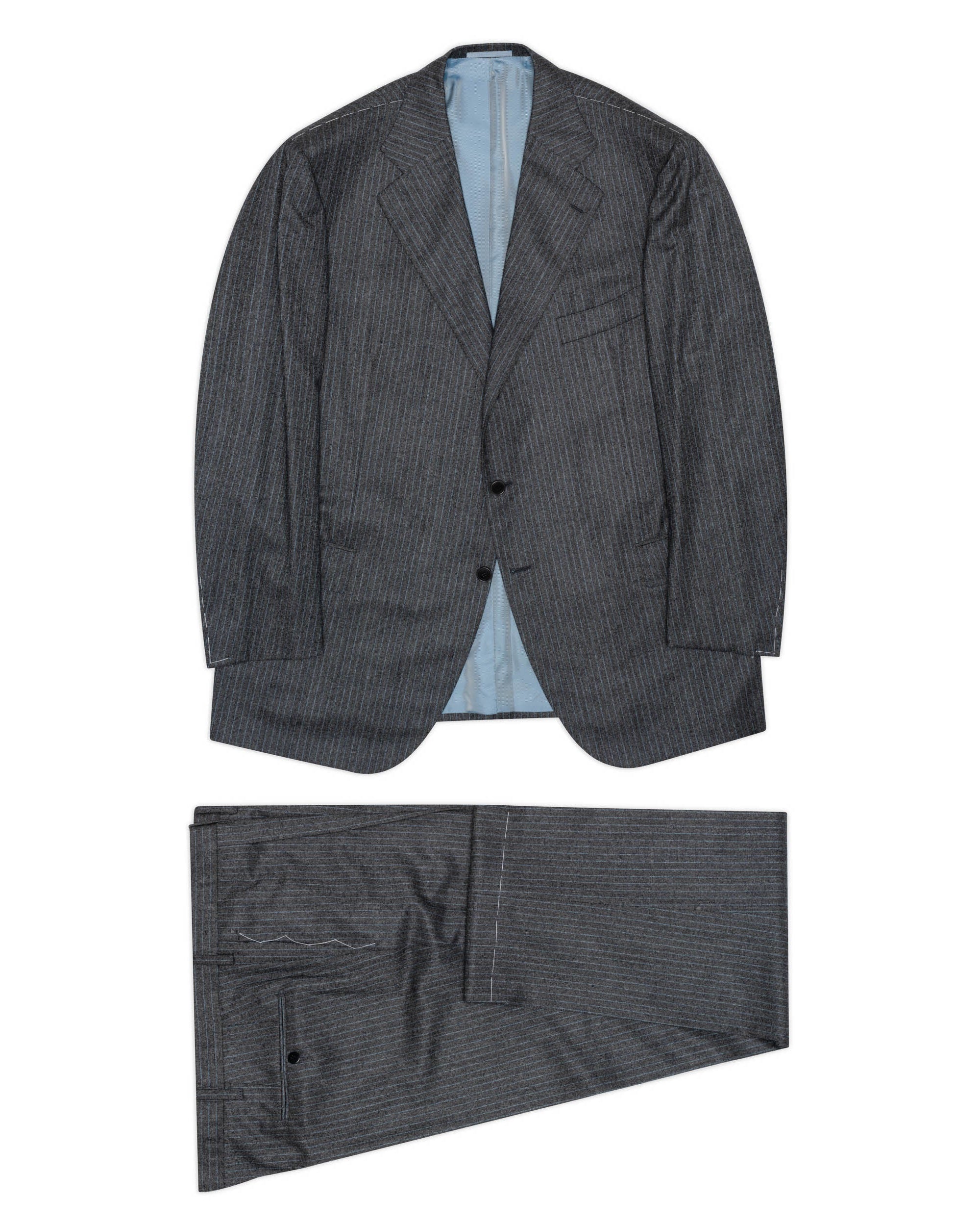 CESARE ATTOLINI Gray Striped Wool Super 120's Cashmere Flannel Suit 60 NEW US 50 CESARE ATTOLINI