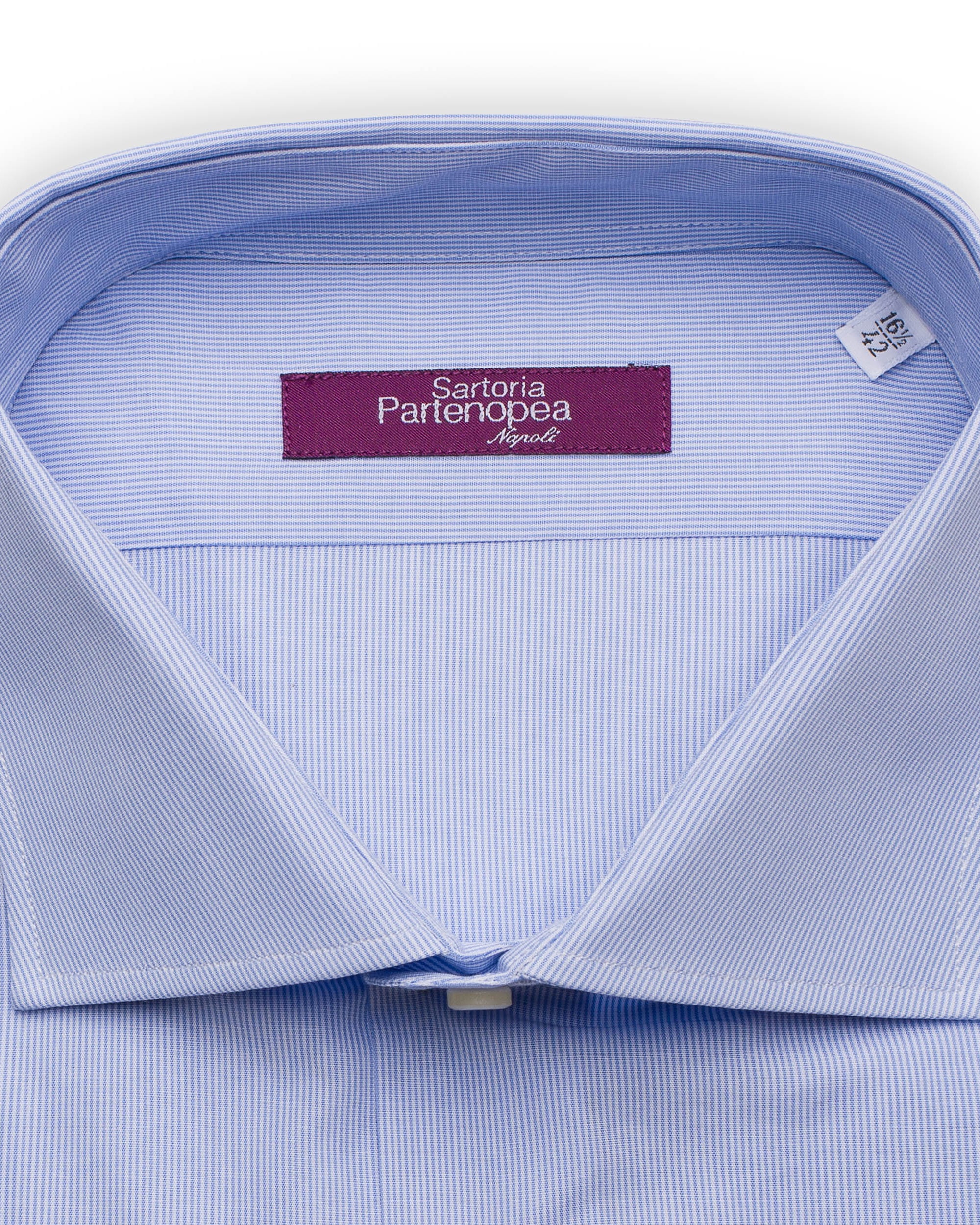 SARTORIA PARTENOPEA Blue Hairline Striped Cotton Standard Cuff Dress Shirt NEW SARTORIA PARTENOPEA