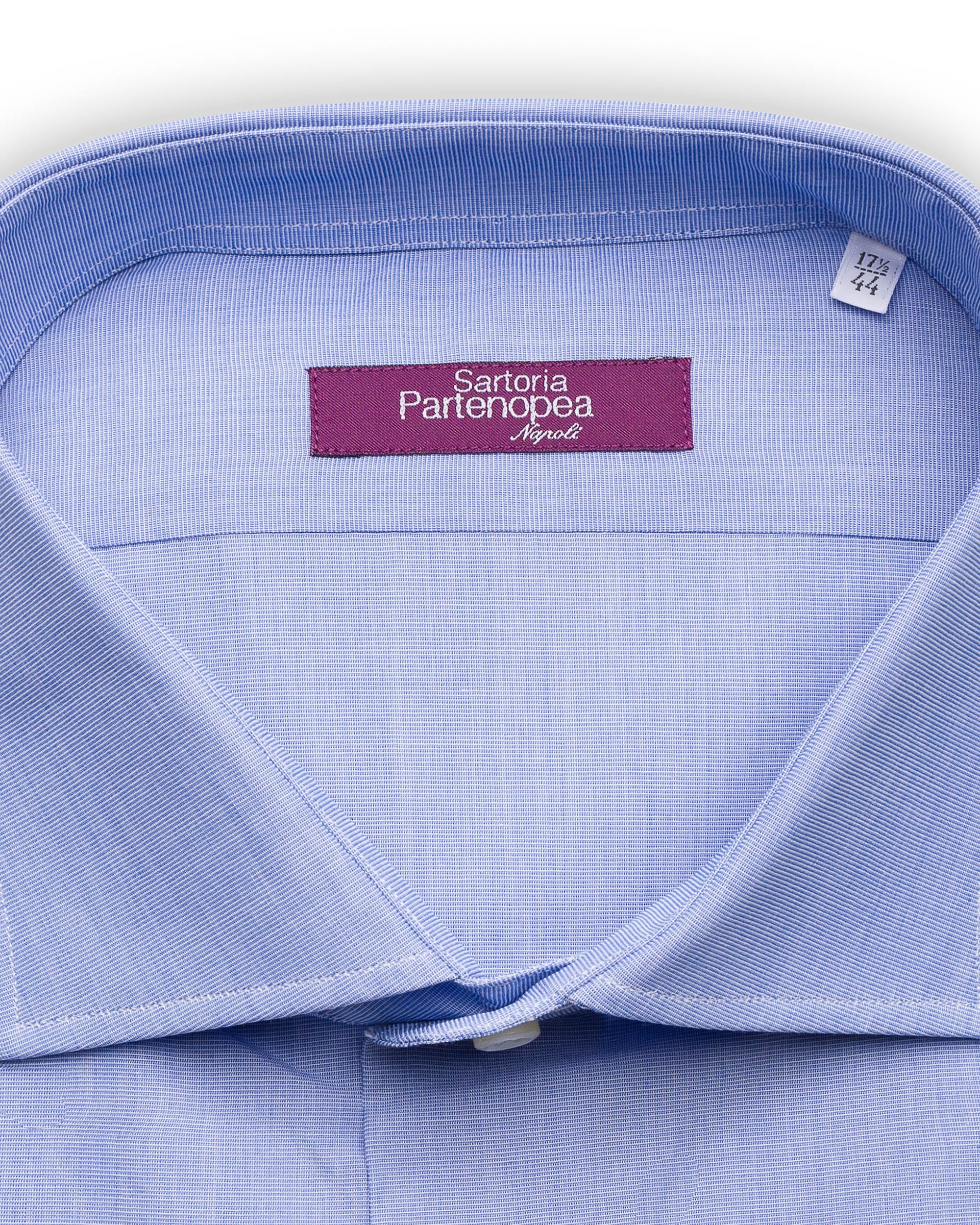 SARTORIA PARTENOPEA Blue Cotton End on End Standard Cuff Dress Shirt NEW SARTORIA PARTENOPEA