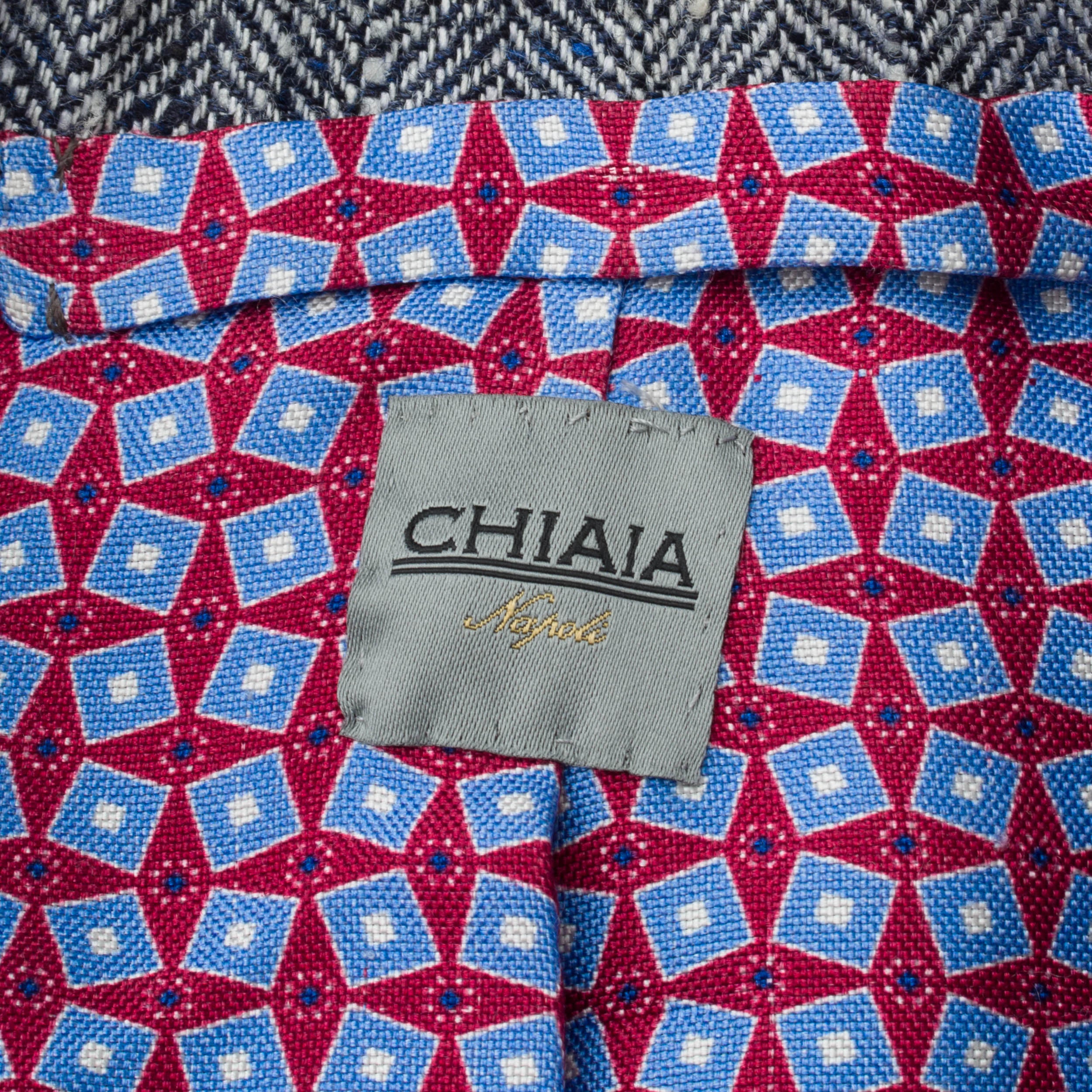 Sartoria CHIAIA Bespoke Handmade Gray Herringbone Linen Jacket EU 50 US 40 SARTORIA CHIAIA
