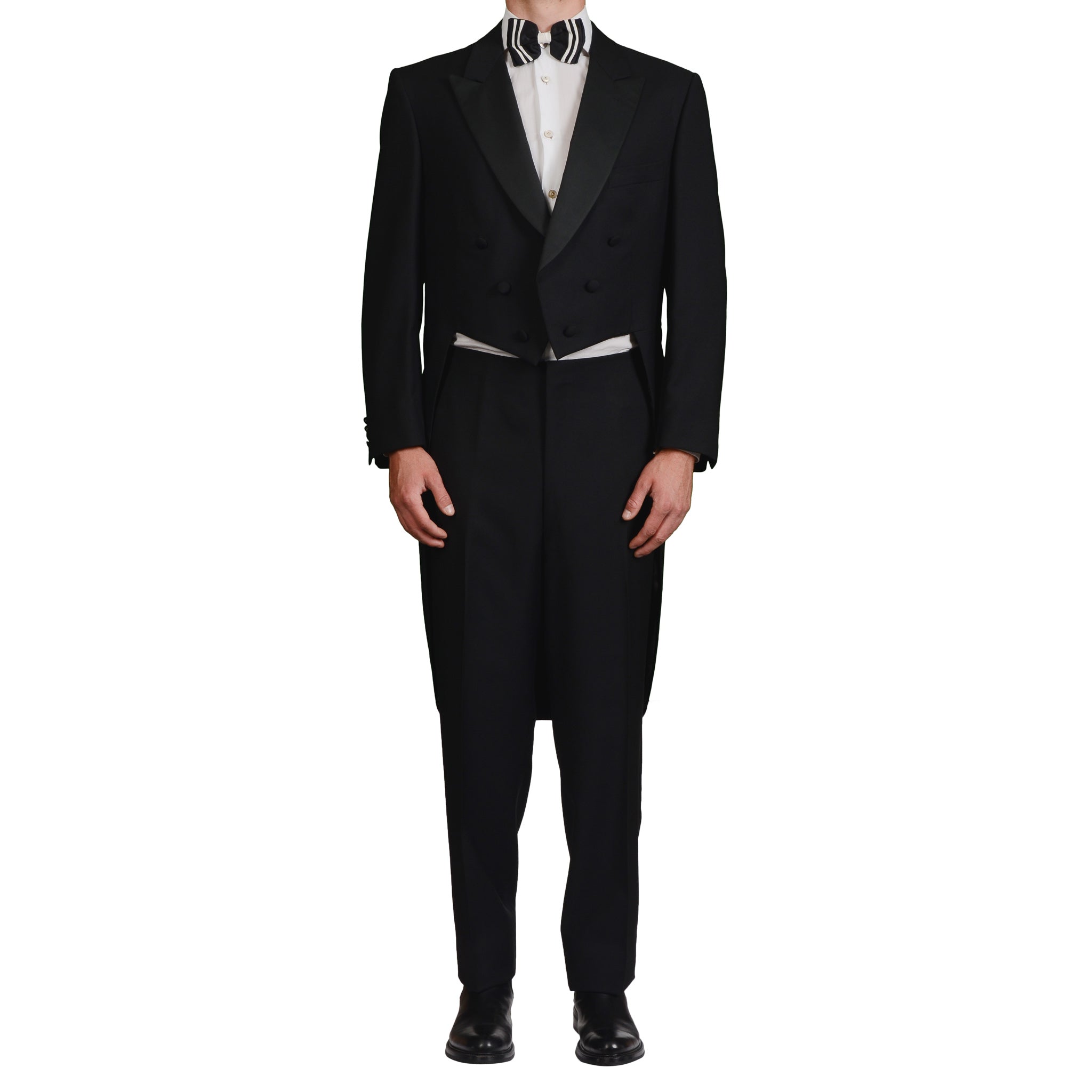 BIJAN Handmade Black Wool Mohair DB Tail Coat Frock Suit EU 58 NEW US 48 Luxury BIJAN
