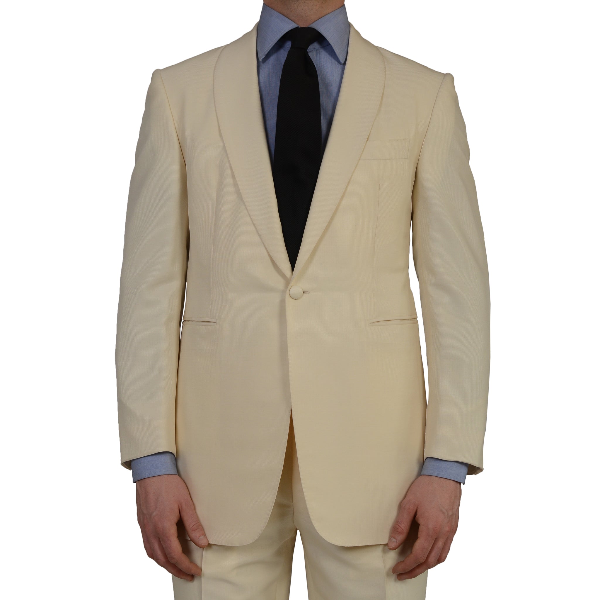 GARY ANDERSON by D'Avenza Cream 1 Button Shawl Collar Tuxedo Suit NEW GARY ANDERSON