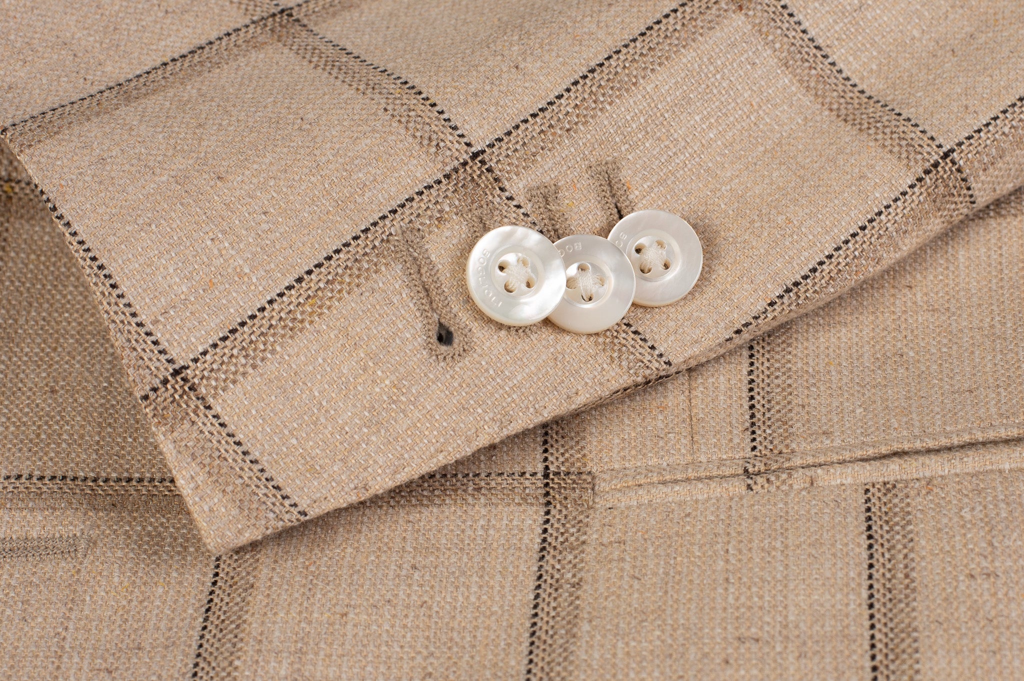 BOGLIOLI Milano "Hampton" Beige Plaid Silk-Linen Wool Blazer Jacket 48 NEW US 38