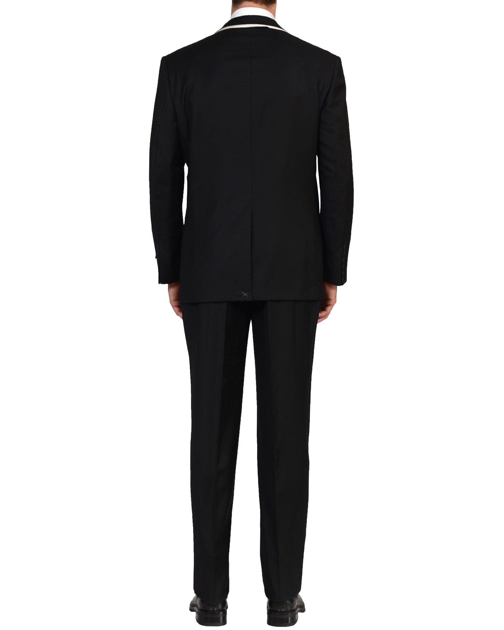 D'AVENZA Handmade Black Wool Super 150's Formal Suit EU 56 NEW US 46 D'AVENZA