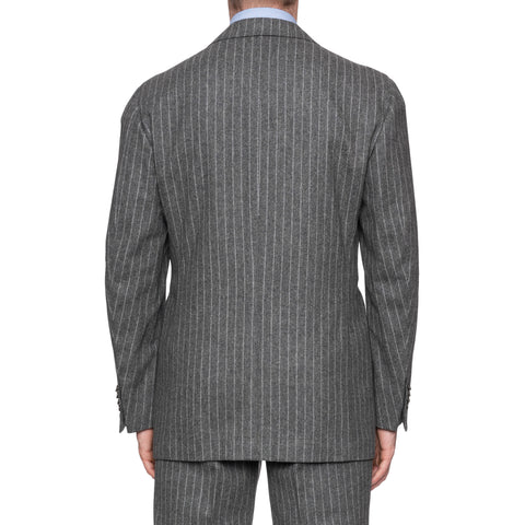 CESARE ATTOLINI Gray Striped Lambswool Cashmere Flannel Soft Suit 52 NEW US 42