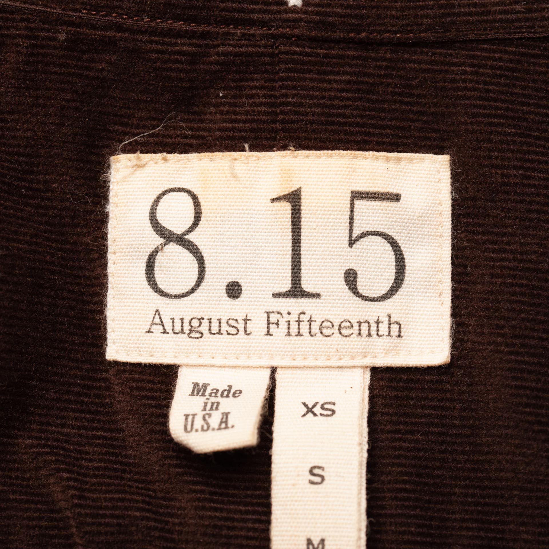 8.15 AUGUST FIFTEENTH Brown Corduroy Casual Shirt US L USA Made 8.15 AUGUST FIFTEENTH