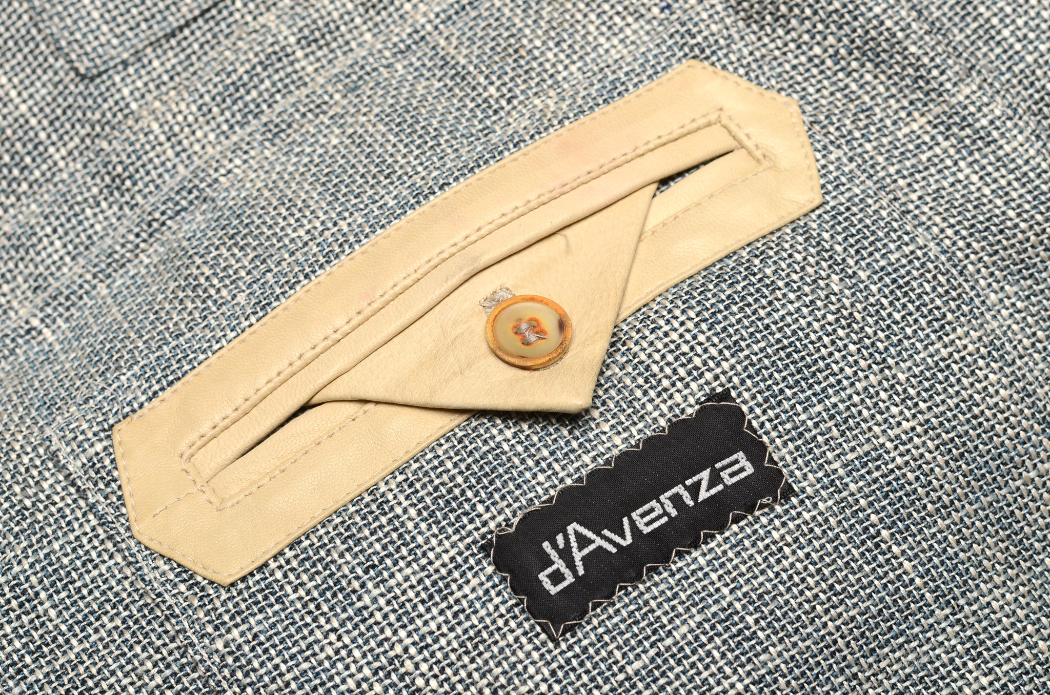 D'AVENZA "BANDERAS" Gray Wool Silk Linen Field Jacket Leather Trims EU 50 NEW US 40
