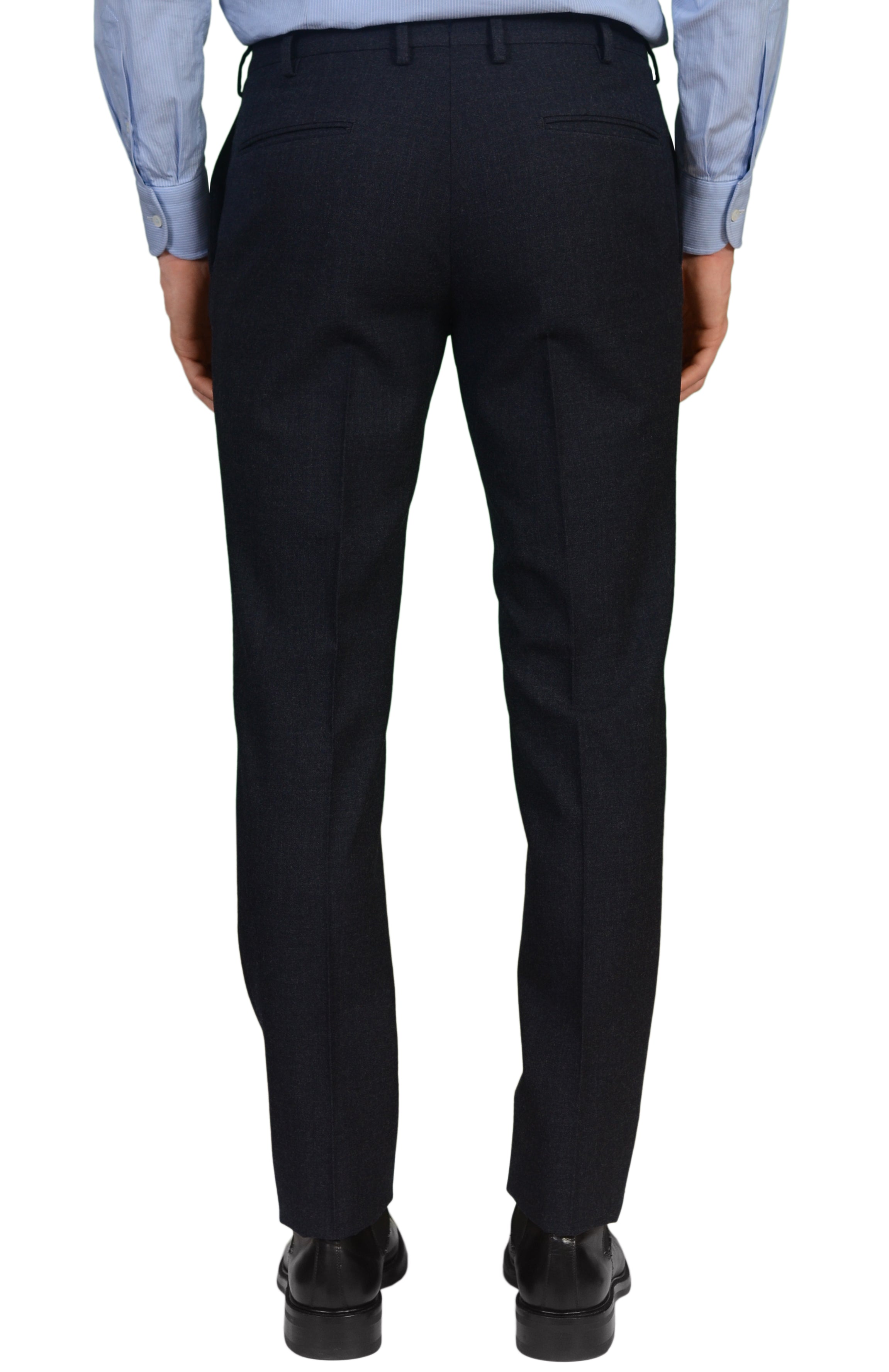 INCOTEX (Slowear) Blue Wool Flannel Flat Front Pants NEW Slim Fit INCOTEX