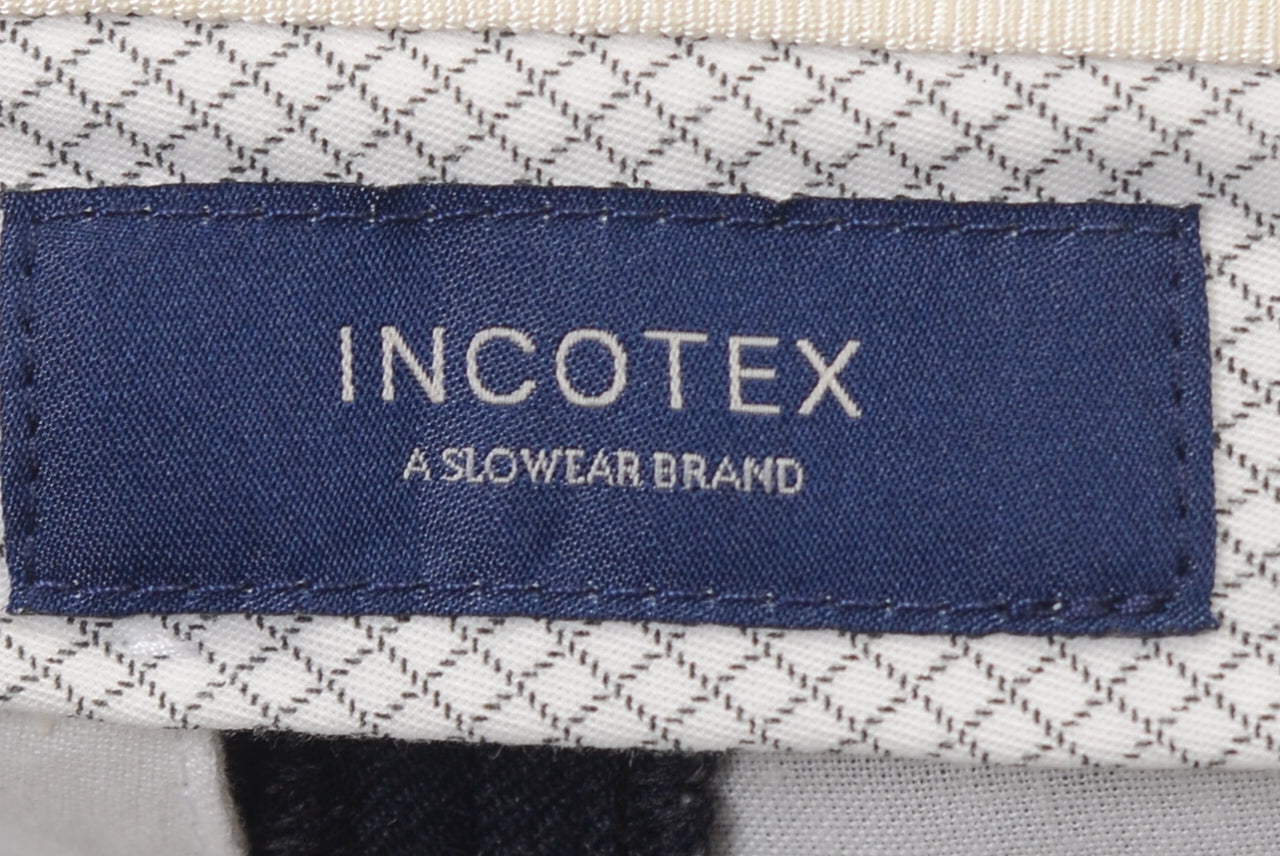 INCOTEX (Slowear) Blue Wool Flannel Flat Front Pants NEW Slim Fit INCOTEX