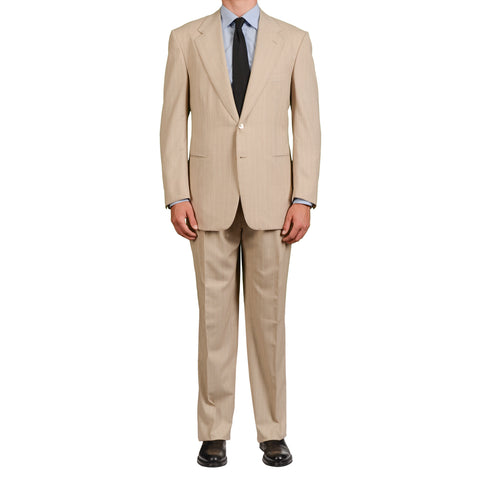 AMIR by D'AVENZA Handmade Beige Super 150’s Suit EU 54 NEW US 44 Luxury
