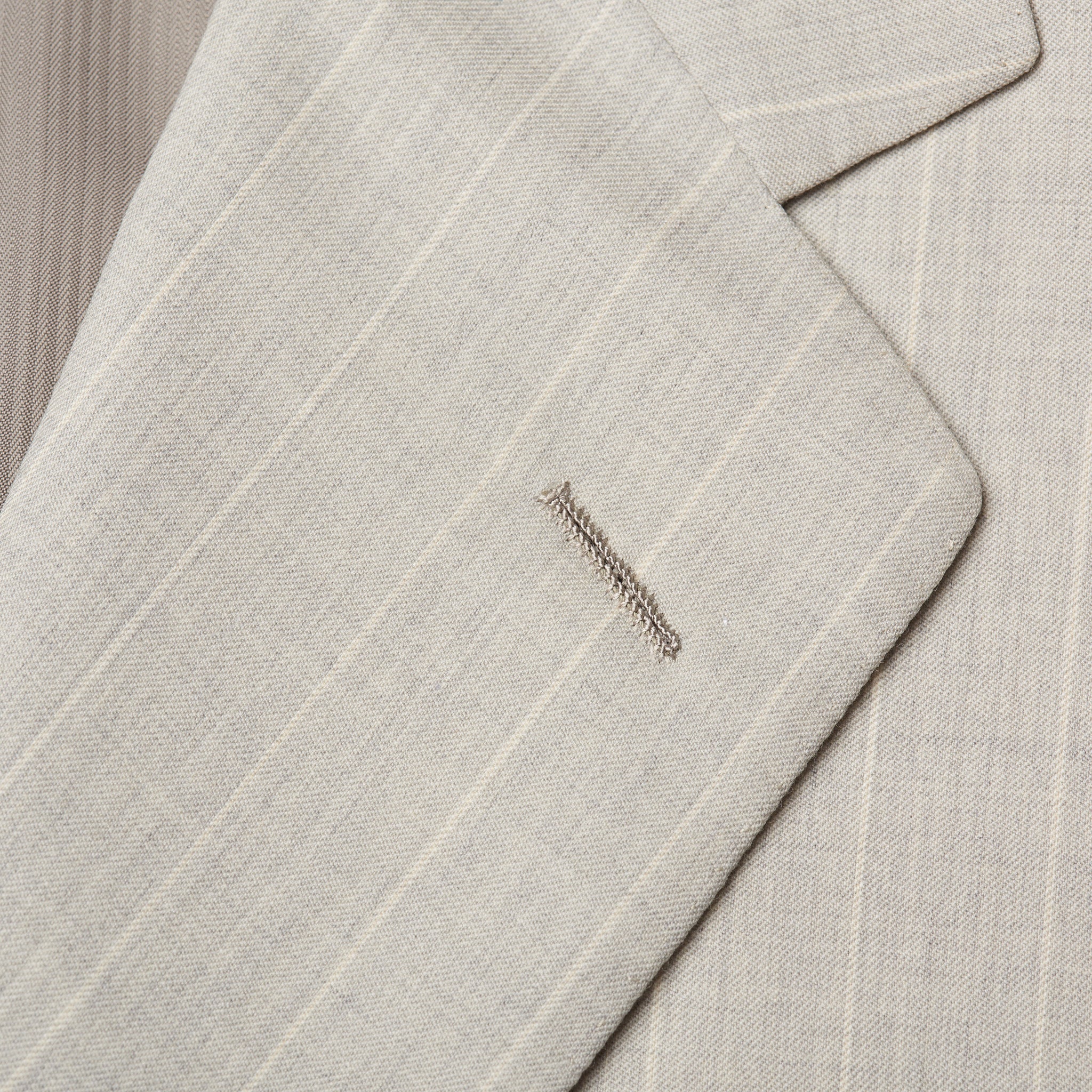 AMIR by D'AVENZA Handmade Gray Striped Wool Super 150’s Suit EU 52 NEW US 42