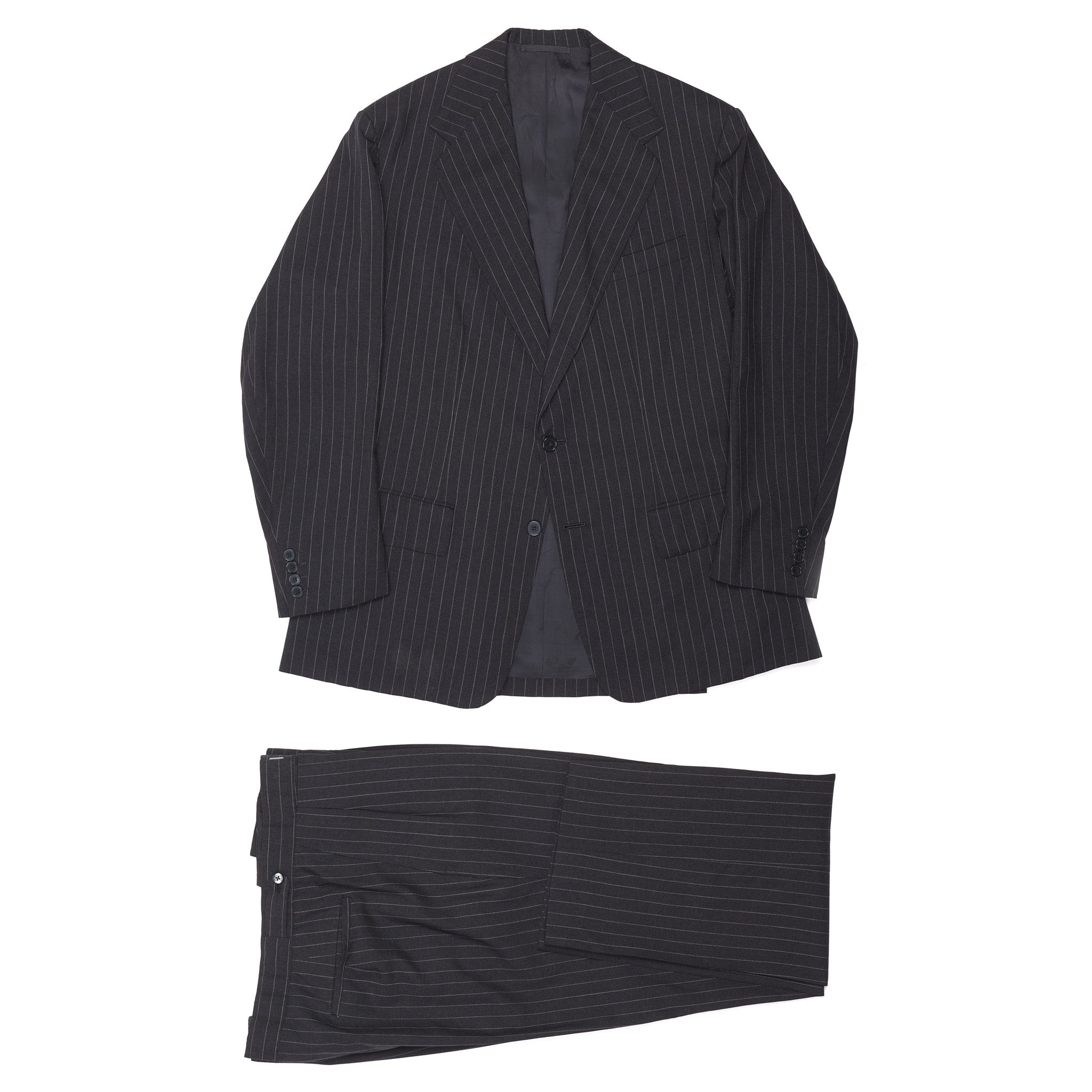 ANDERSON & SHEPPARD Savile Row Bespoke Gray Striped Wool-Mohair Suit US 44 ANDERSON & SHEPPARD