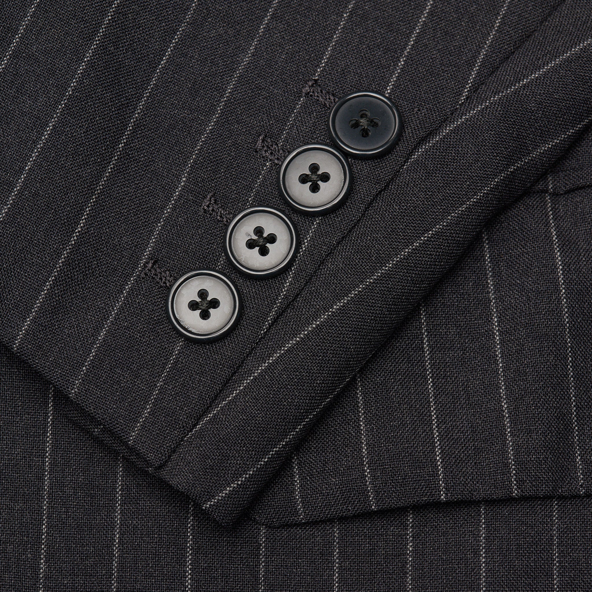 ANDERSON & SHEPPARD Savile Row Bespoke Gray Striped Wool-Mohair Suit US 44 ANDERSON & SHEPPARD
