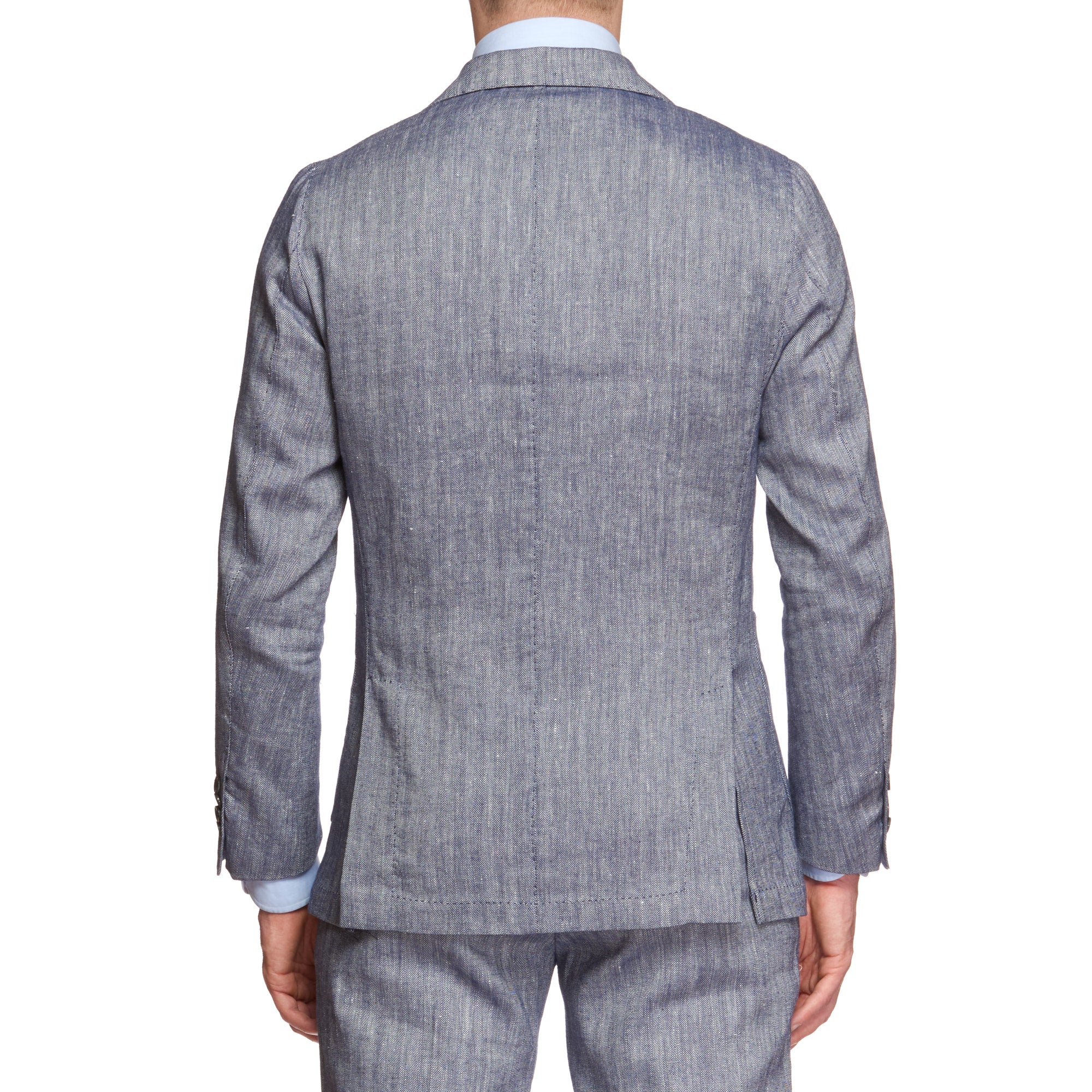 ANTÉ Napoli Blue Herringbone Linen-Cotton Unlined Suit EU 46 NEW US 36 Slim Fit ANTÉ