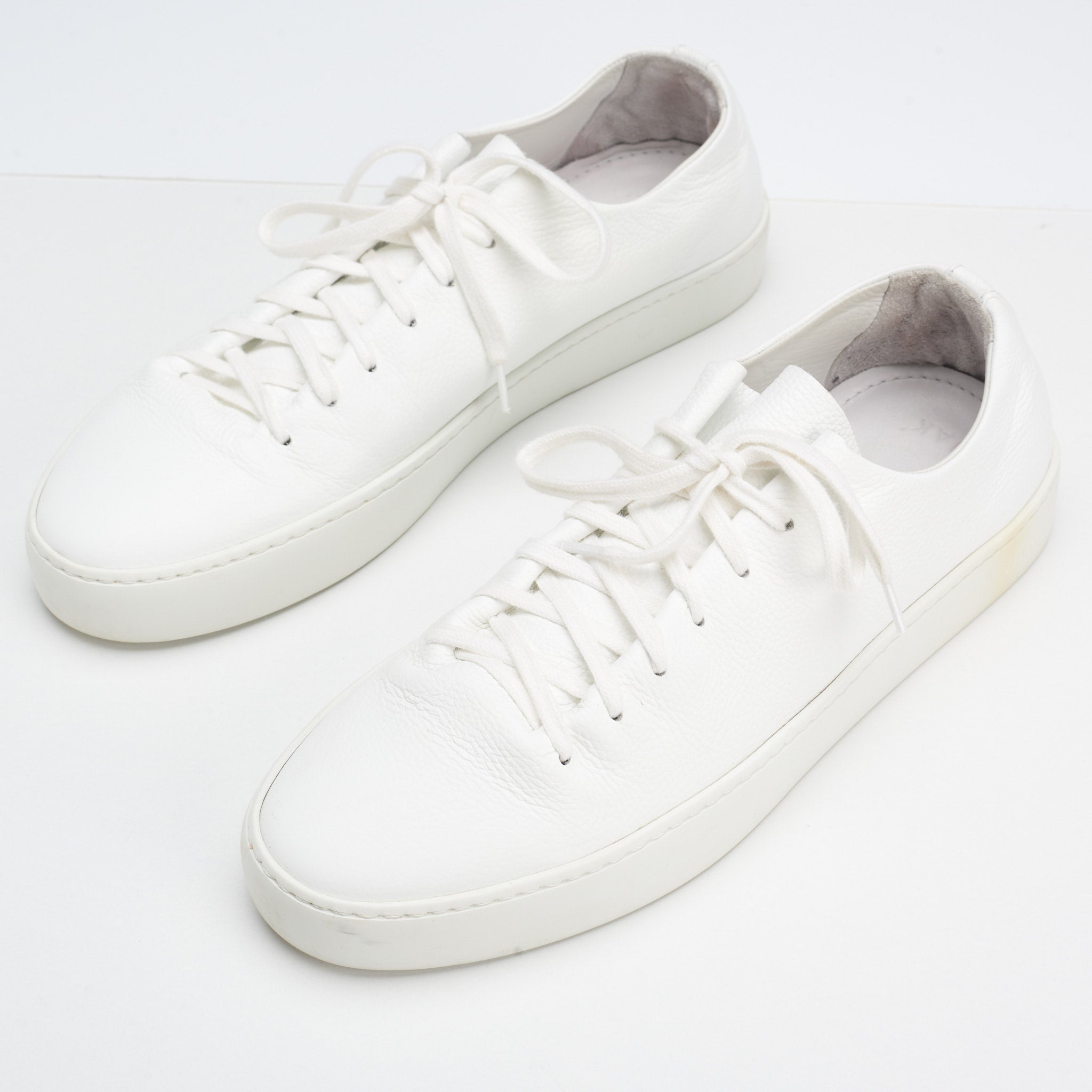 JAK "Atom" All White Full Grain Calf Leather Low-Top Sneaker Shoes EU 42 US 9 JAK