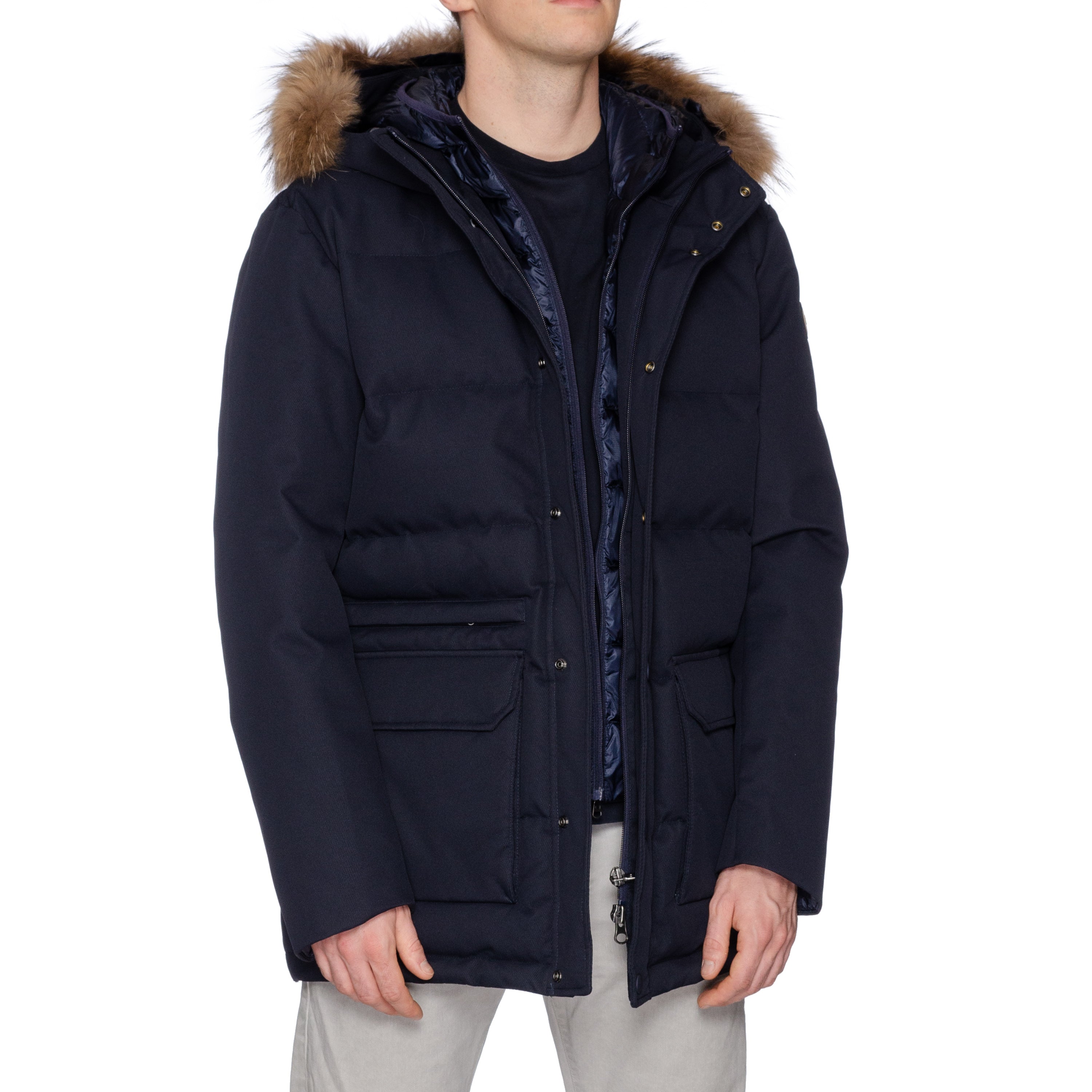 COLMAR Blue Down-Feather Fur Trimmed Hooded Parka Jacket Coat US 2XL NEW EU 56 COLMAR