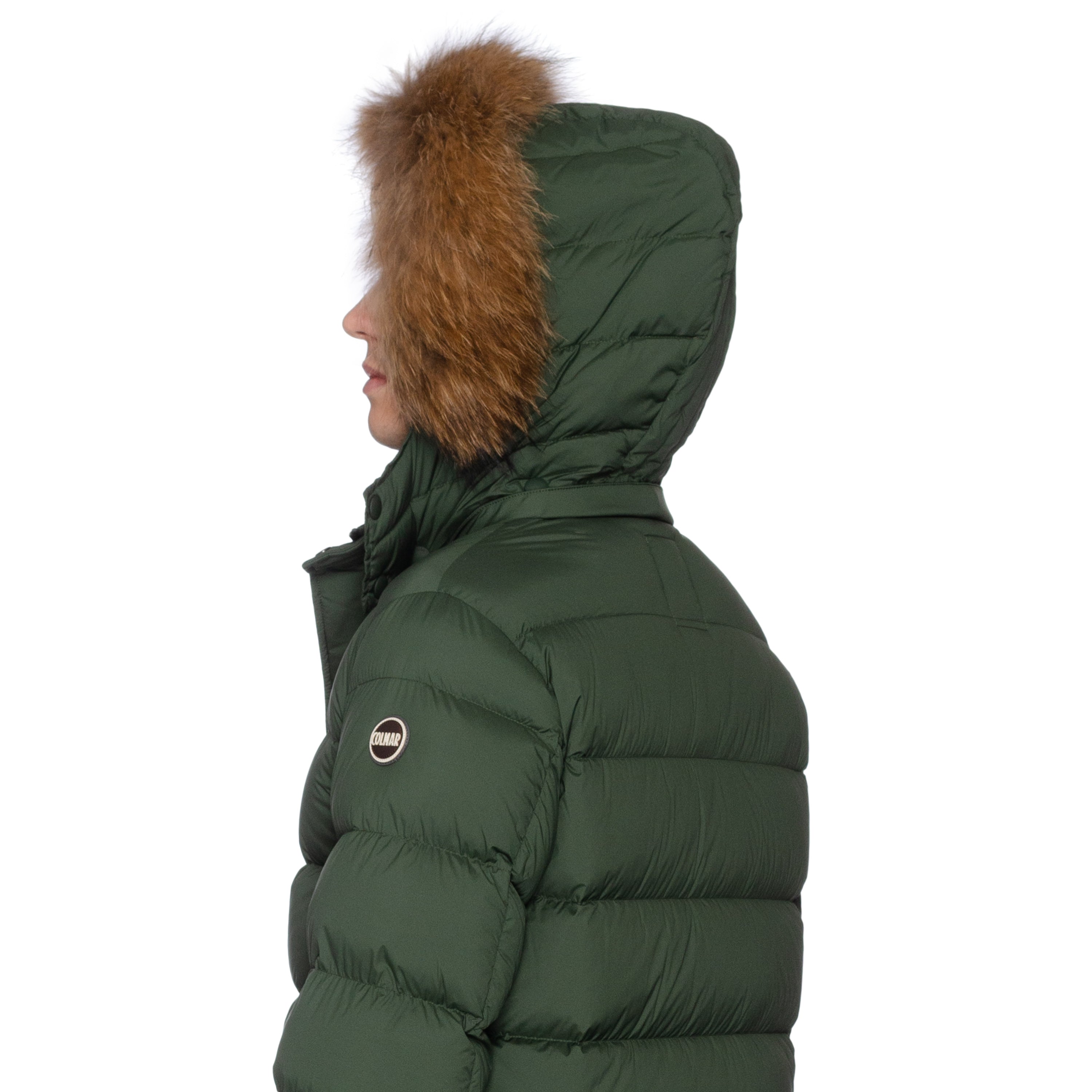 COLMAR Green Down-Feather Fur Trimmed Hooded Parka Jacket Coat EU 48 NEW US S