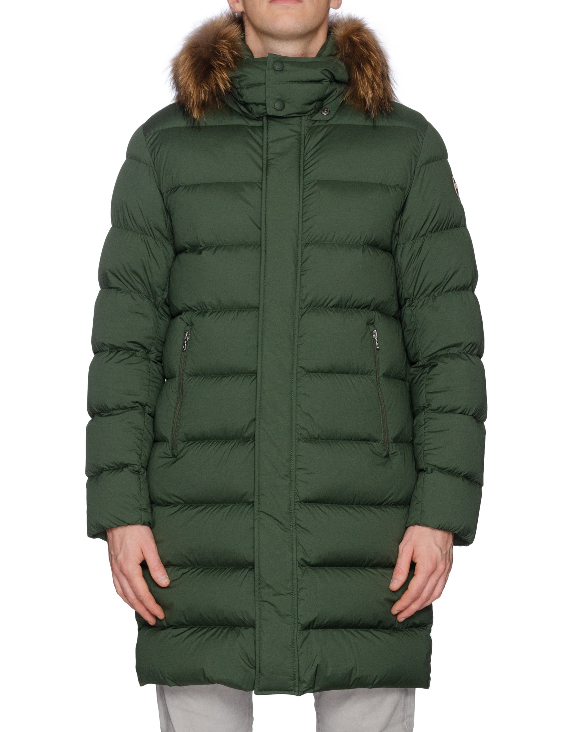 COLMAR Green Down-Feather Fur Trimmed Hooded Parka Jacket Coat EU 48 NEW US S COLMAR