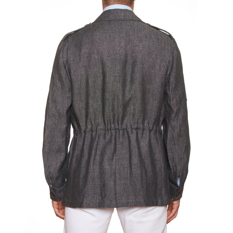 BELVEST Handmade Gray Linen Unlined Field Jacket Coat EU 50 NEW US 40 / M