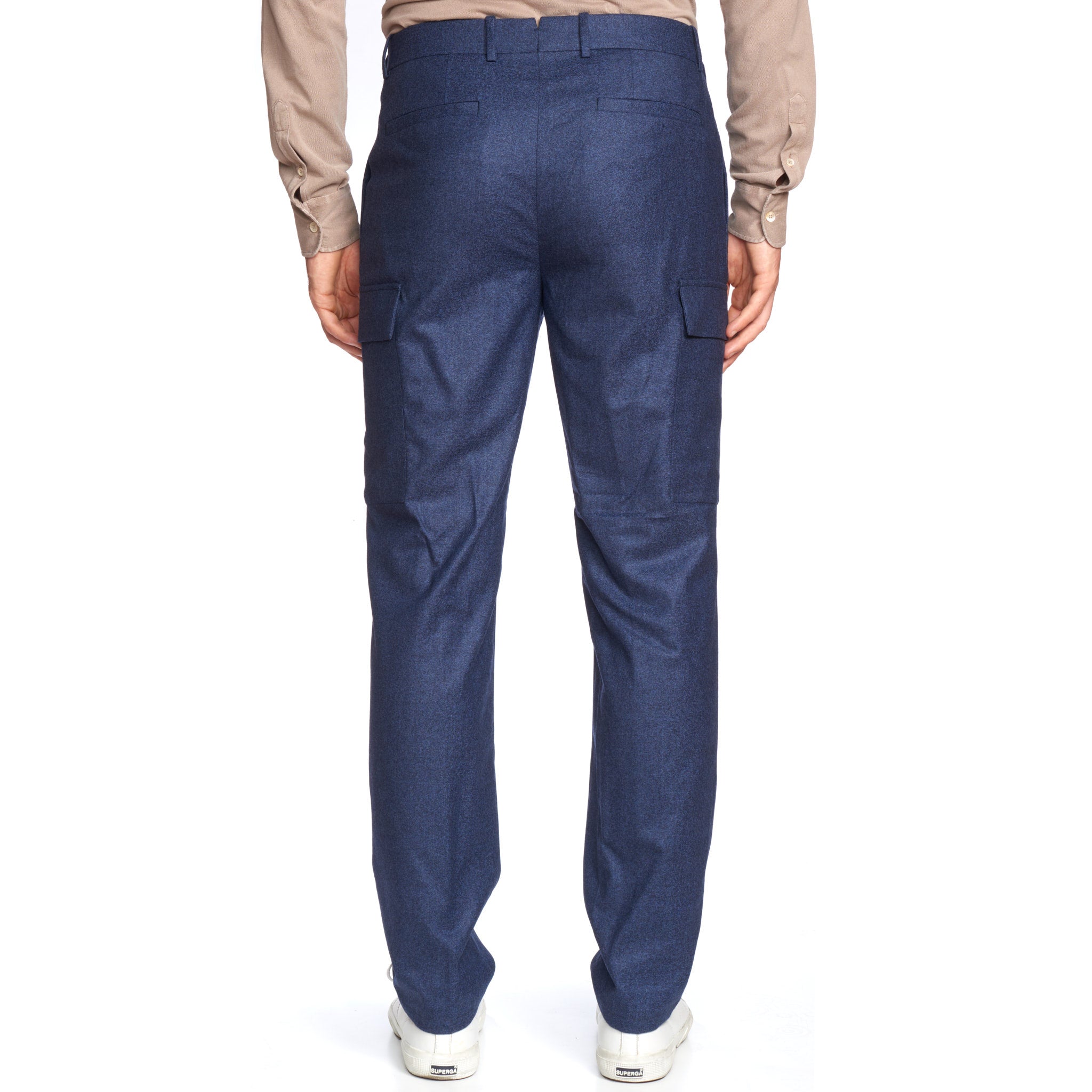 BERLUTI Blue Wool Flannel Twill Flat Front Slim Fit Cargo Pants EU 50 NEW US 34 BERLUTI