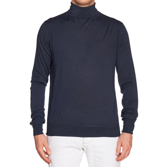 BERLUTI Paris Solid Blue Wool Turtleneck Sweater EU R50 US M