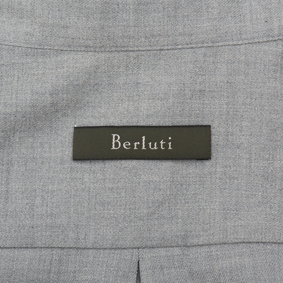 BERLUTI Paris Gray Twill Cotton Knitted Collar Casual Shirt Size RM BERLUTI