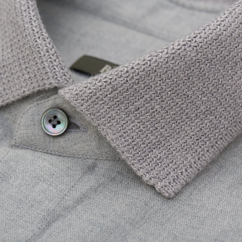 BERLUTI Paris Solid Gray Twill Cotton Knitted Collar Casual Shirt Size RM