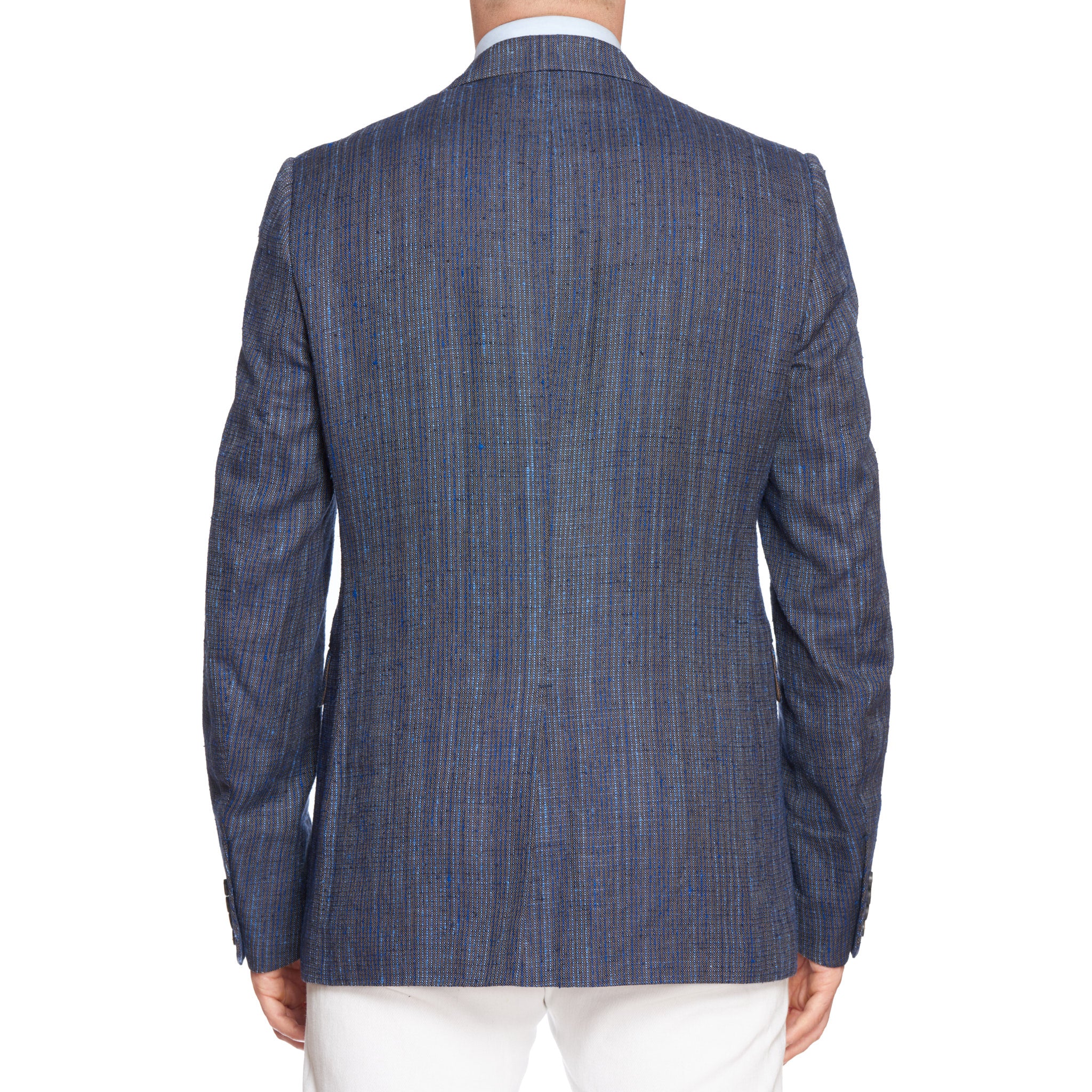 BERLUTI Paris "Brera" Blue Silk-Linen 1 Button Cotton Lined Jacket EU 54 US 44 S