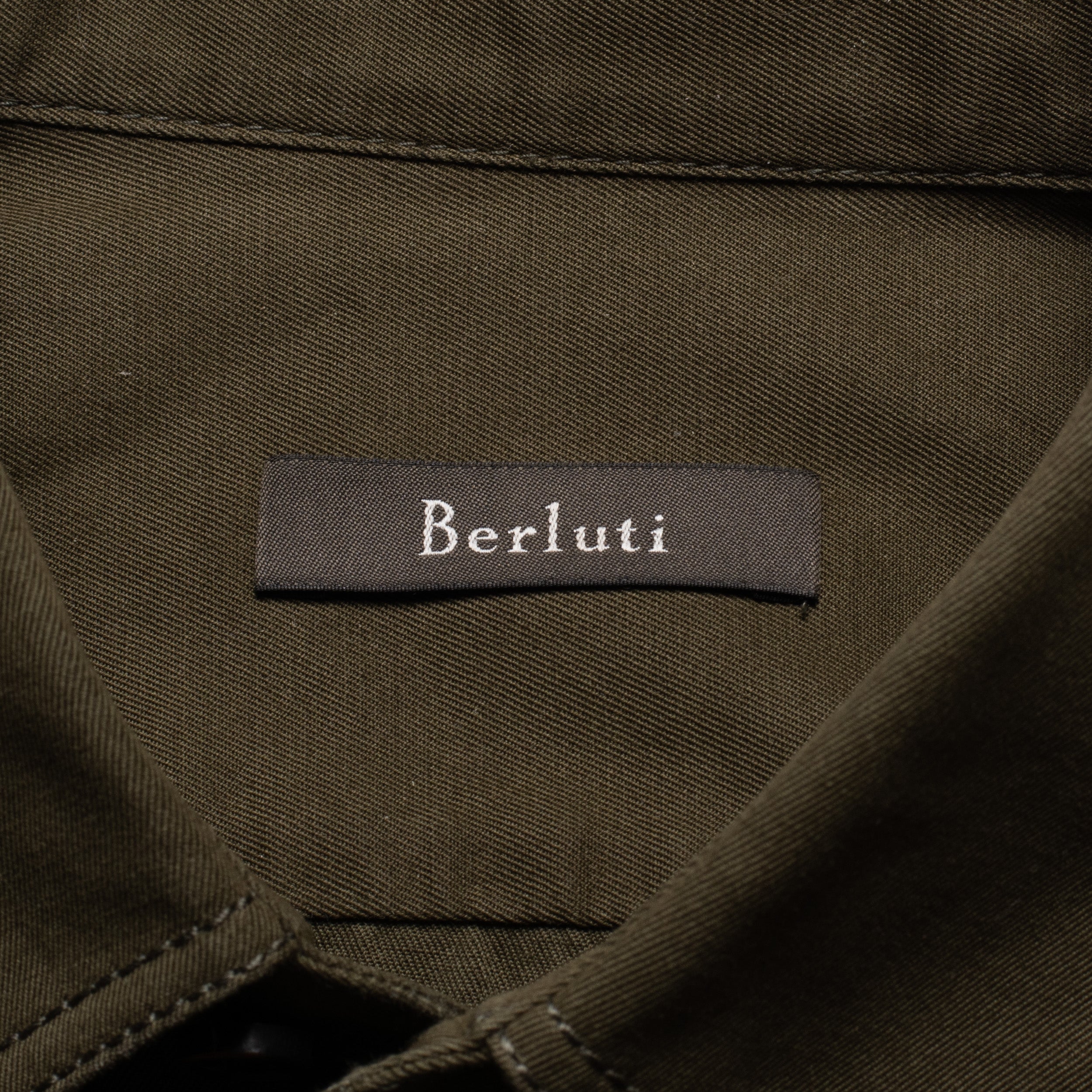 BERLUTI Army Green Cotton-Cashmere Casual Shirt R40 US 15.75 Size M BERLUTI