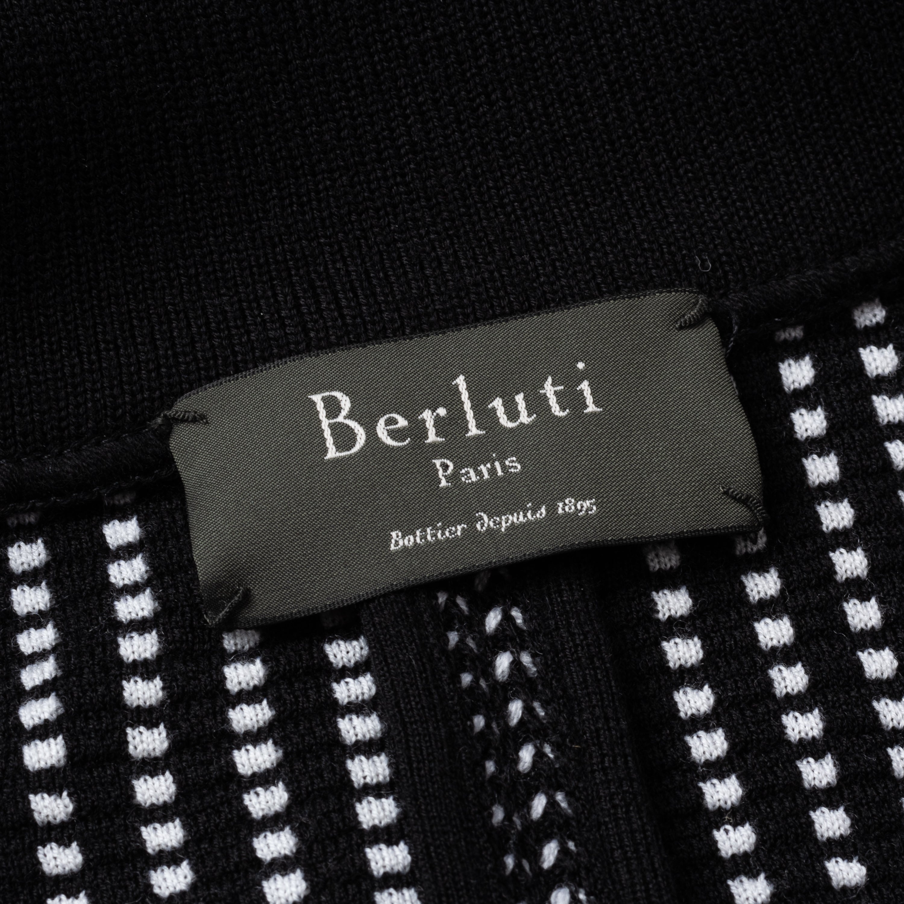 BERLUTI Paris Black Knitted Wool Cardigan Blazer Sweater EU 50 NEW US