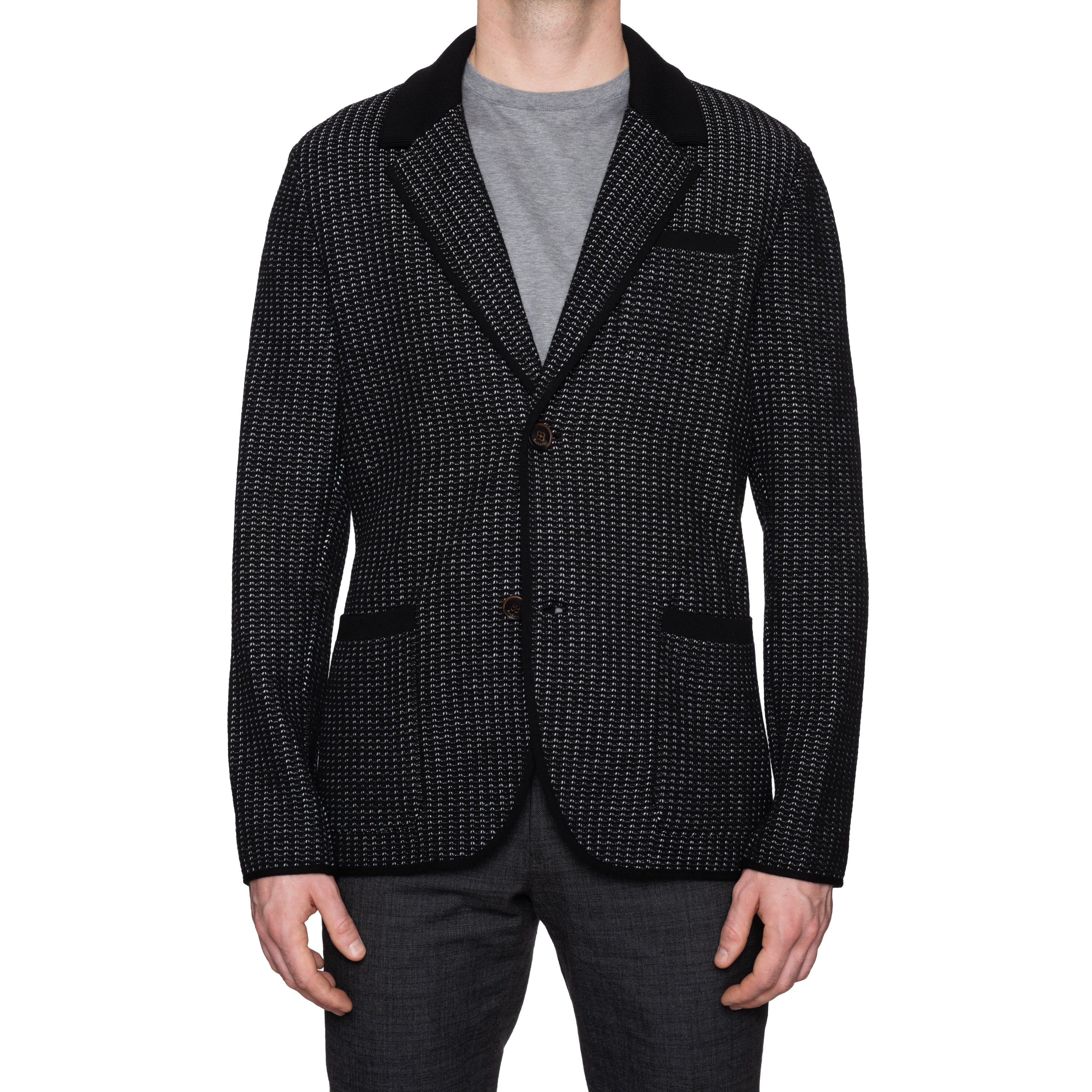 BERLUTI Paris Black Knitted Wool Cardigan Blazer Sweater EU 50 NEW US