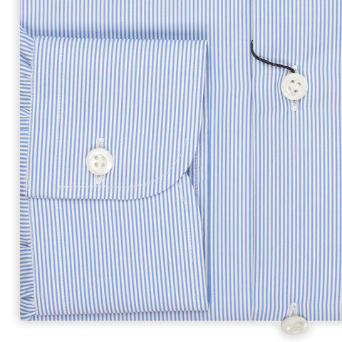 BESPOKE ATHENS Handmade Blue Hairline Striped Cotton Shirt 42 NEW US 16.5