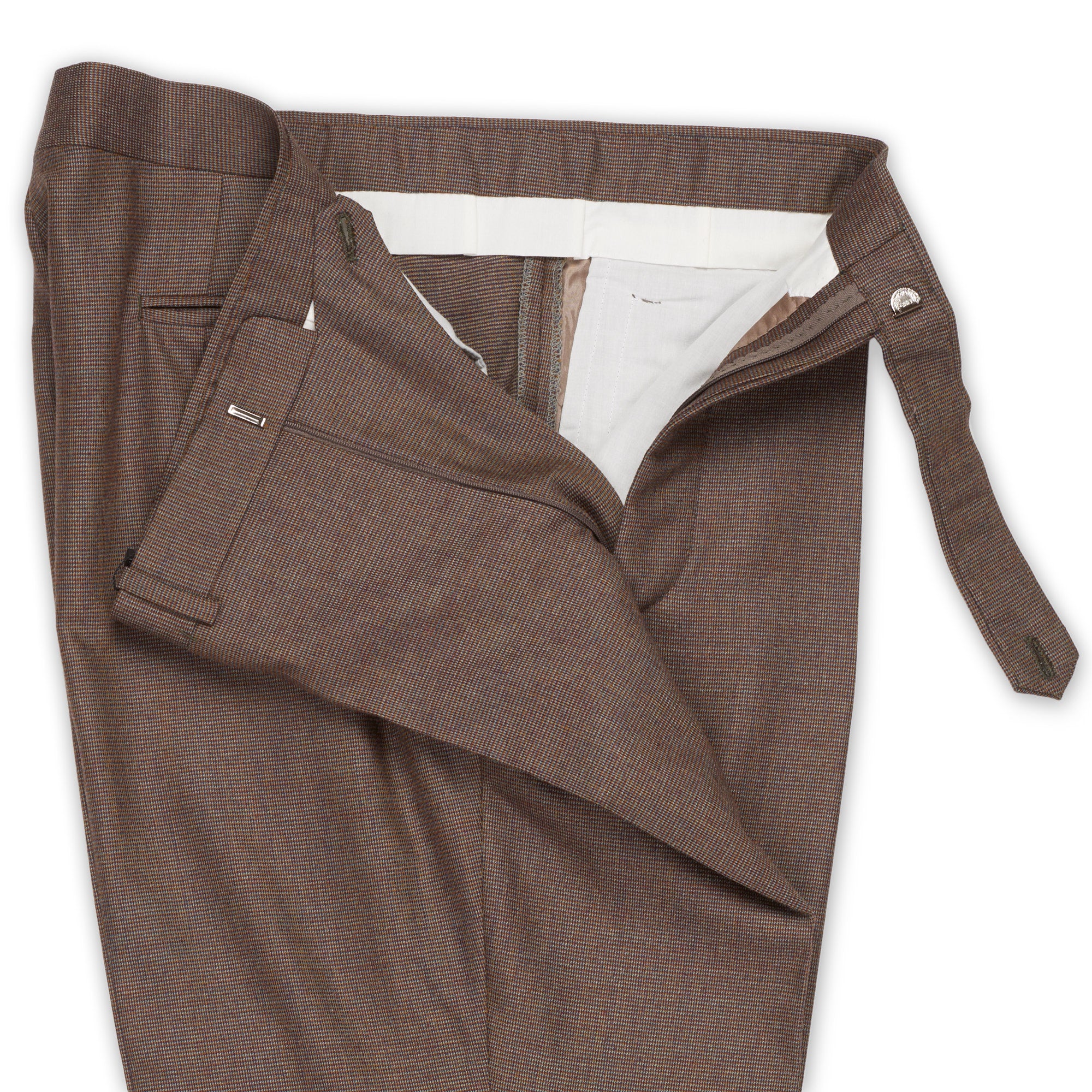 BESPOKE ATHENS Handmade Brown Wool Flat Front Dress Pants EU 56 NEW US 40 BESPOKE ATHENS