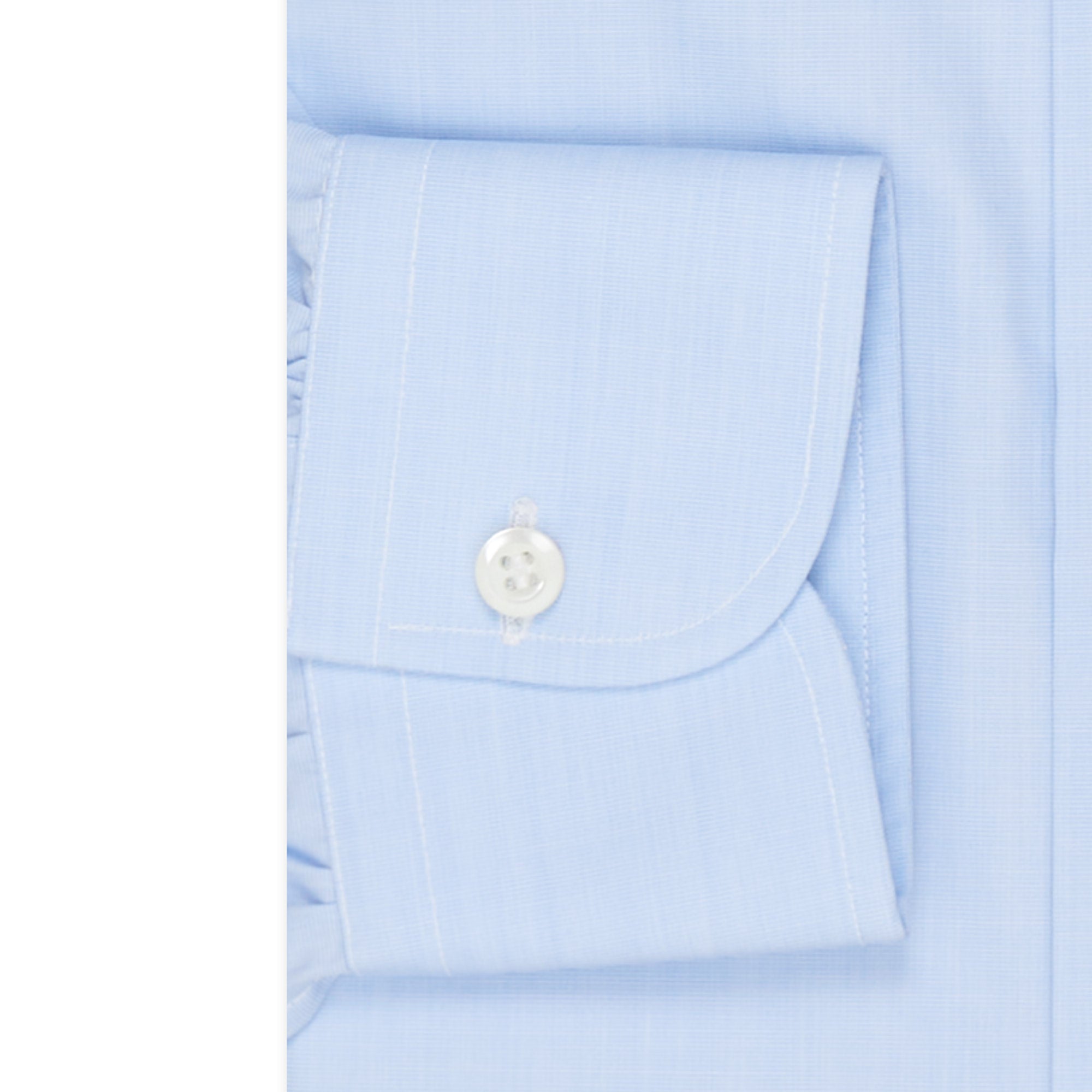 BESPOKE ATHENS Handmade Solid Blue End-on-End Cotton Dress Shirt NEW