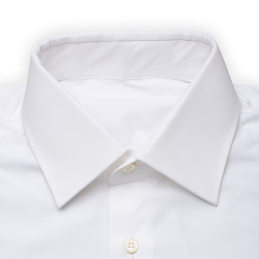 BESPOKE ATHENS Handmade White Cotton Dress Shirt EU 38 NEW US 15 Slim Fit