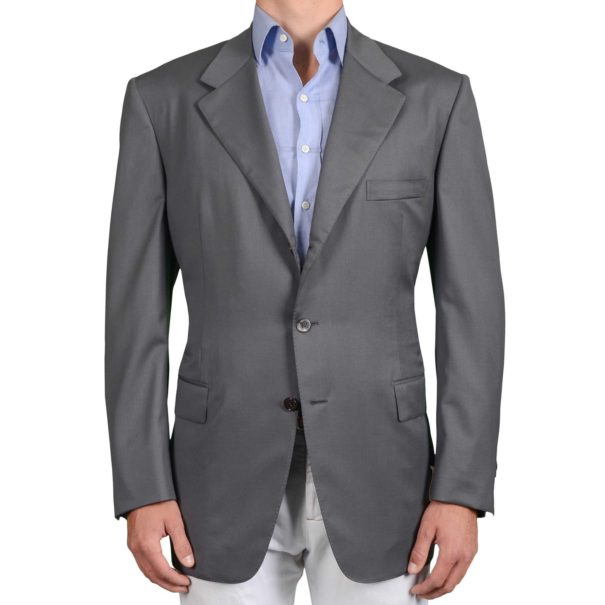 BIJAN Beverly Hills Handmade Gray Wool Super 150's Blazer Jacket EU 56 NEW US 46