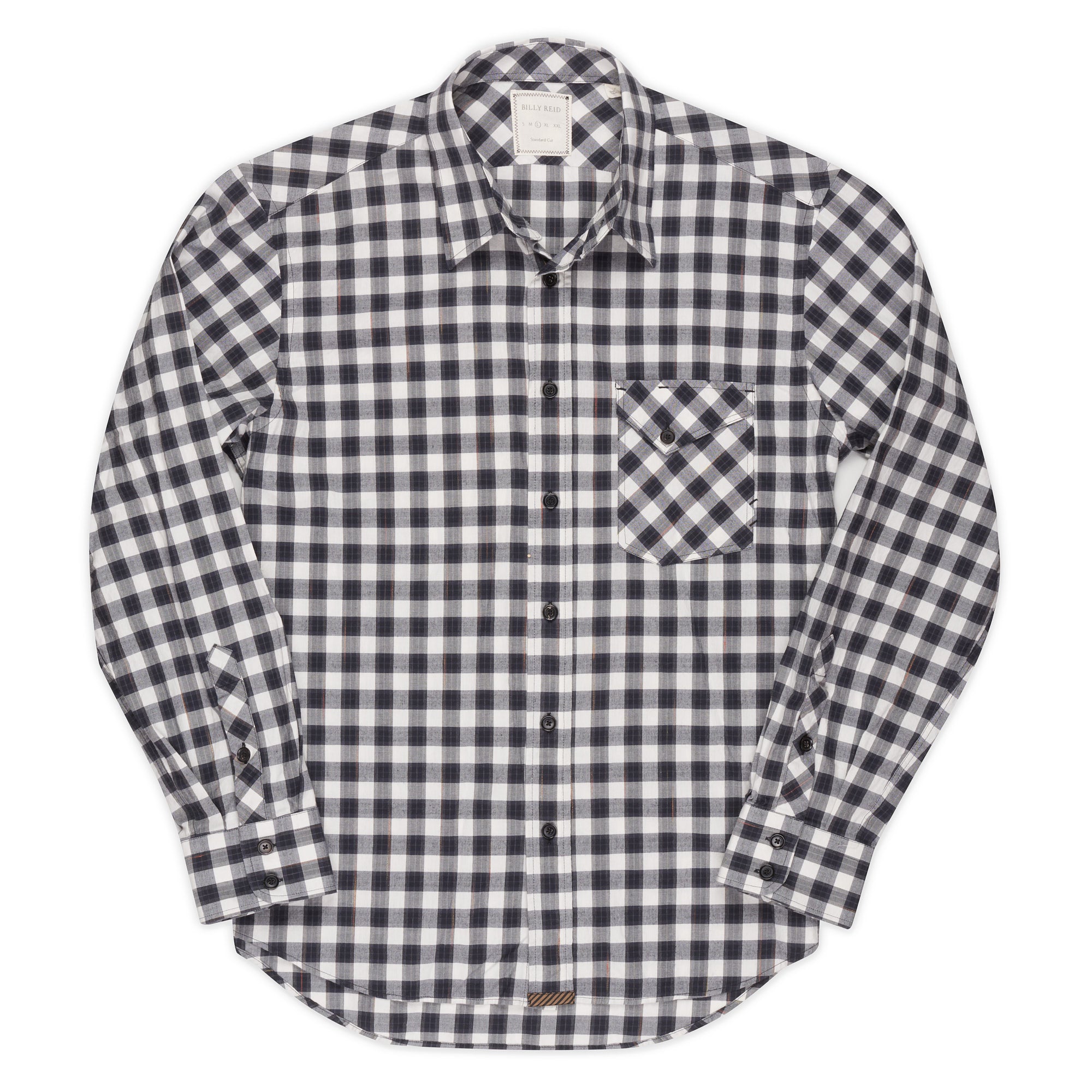 BILLY REID Gray-White Plaid Cotton Casual Shirt NEW US L Standard Cut