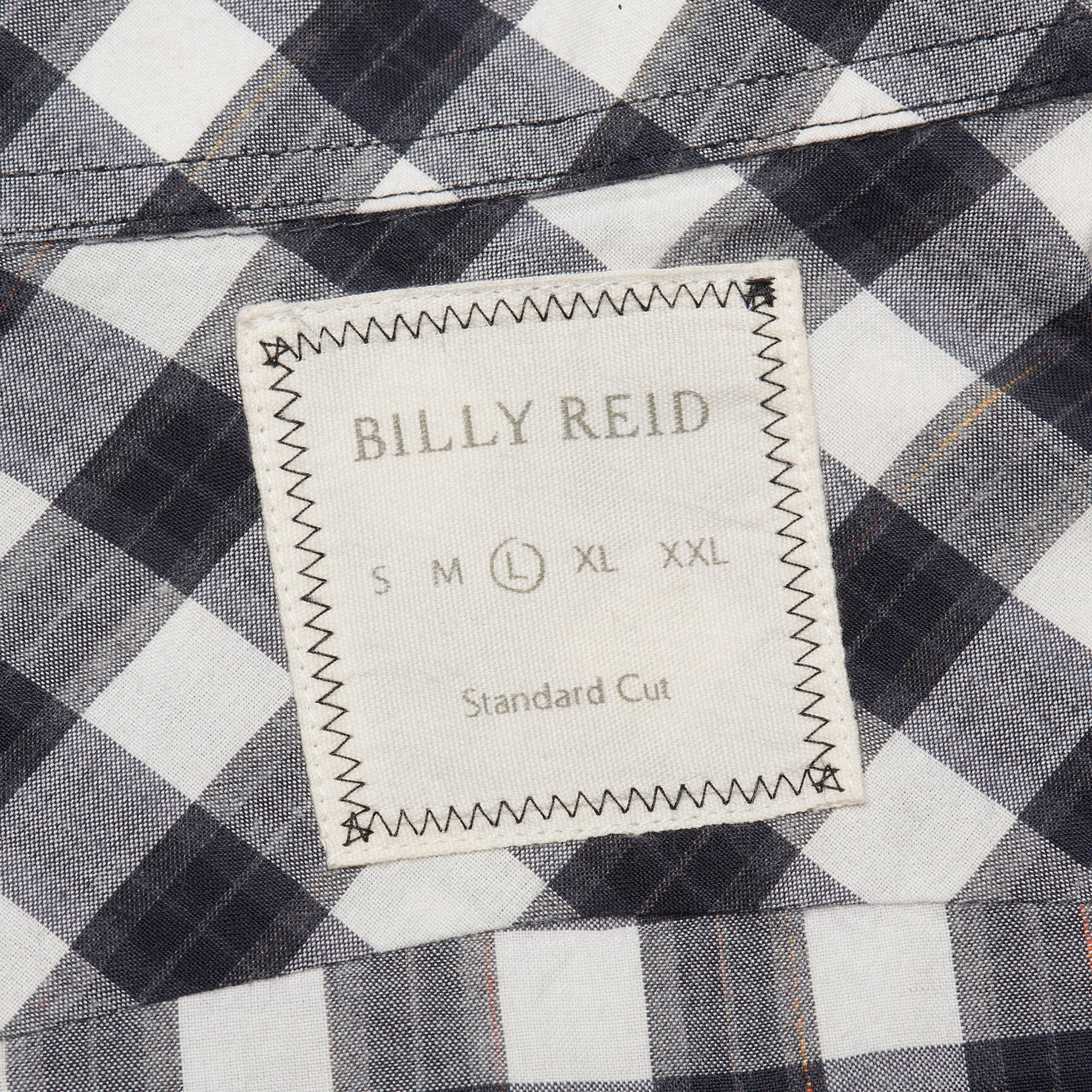 BILLY REID Gray-White Plaid Cotton Casual Shirt NEW US L Standard Cut BILLY REID