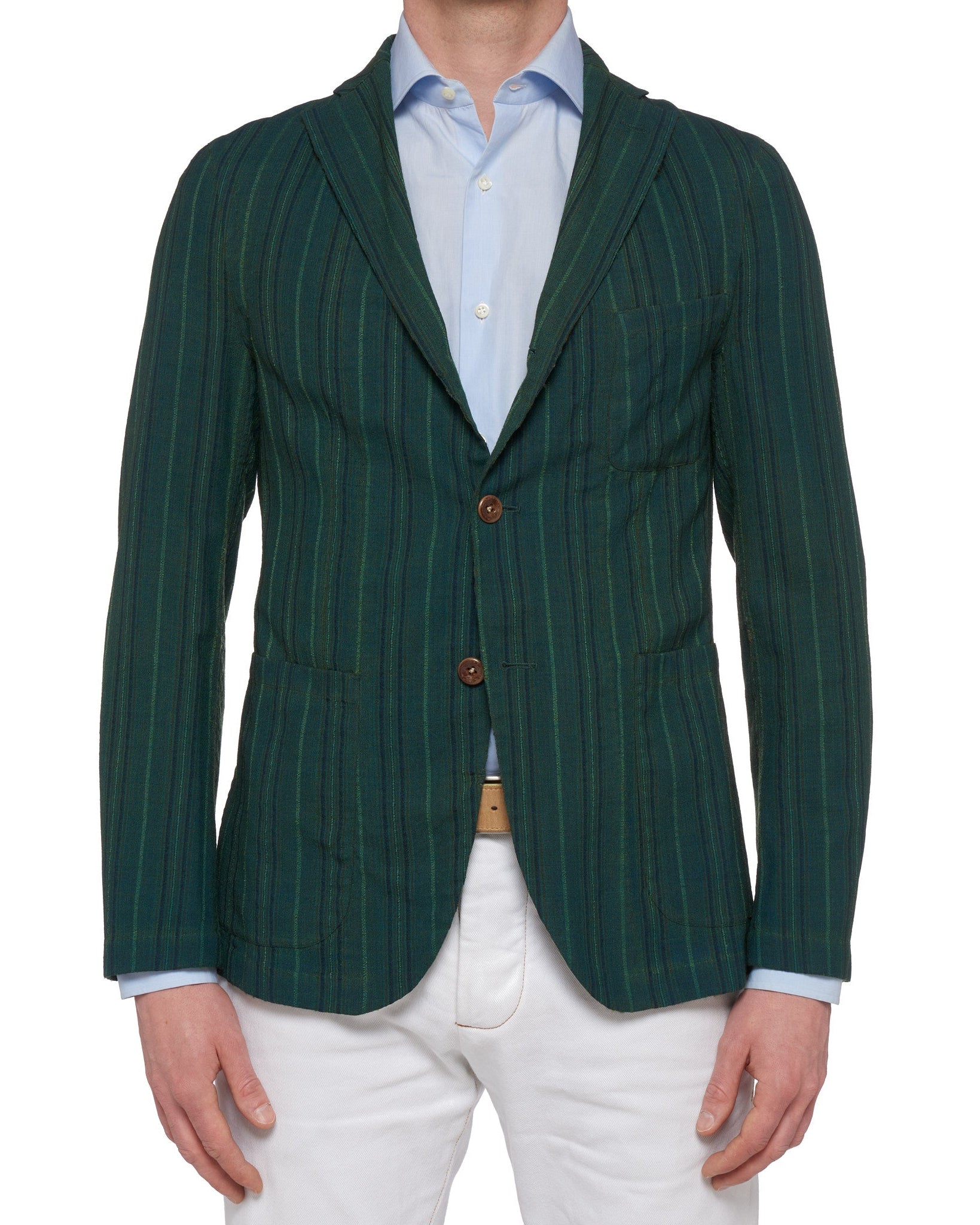 BOGLIOLI Galleria Green Striped Wool-Silk Unconstructed Jacket EU 48 NEW US 38 BOGLIOLI