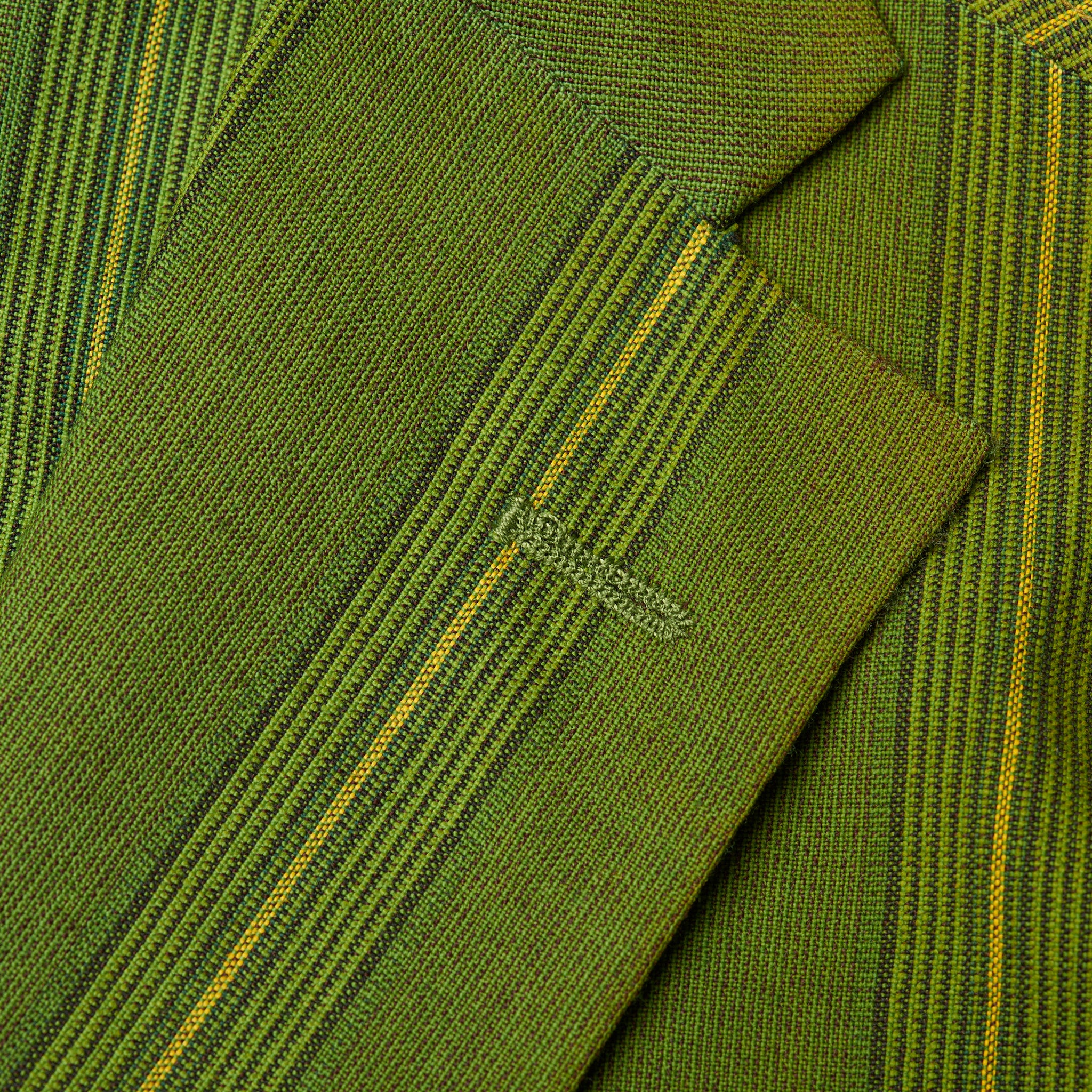 BOGLIOLI Galleria Lime Green Striped Wool-Silk-Linen Unconstructed Jacket 50 NEW BOGLIOLI