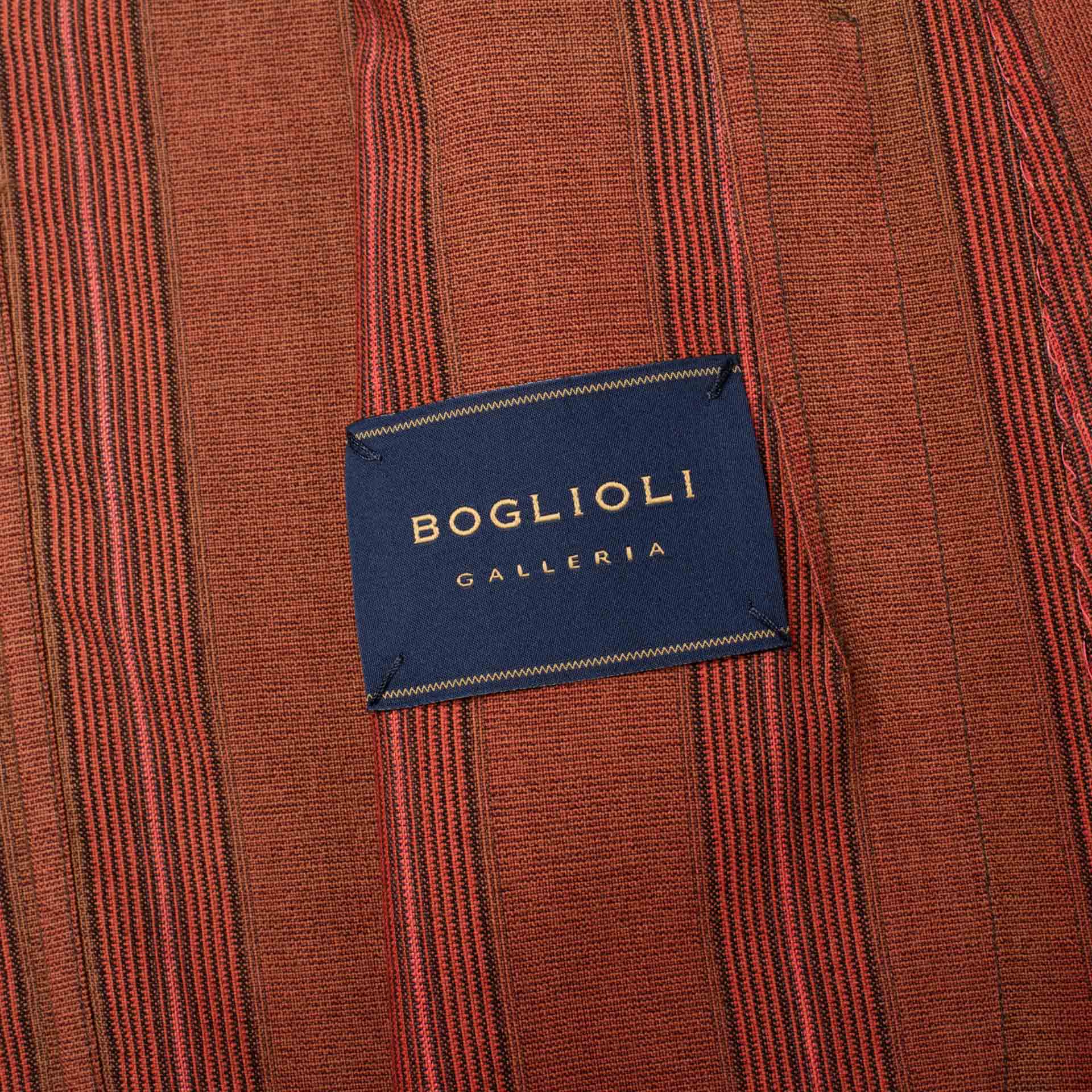 BOGLIOLI Galleria Red Striped Wool-Silk-Linen Unconstructed Jacket 50 NEW US 40 BOGLIOLI