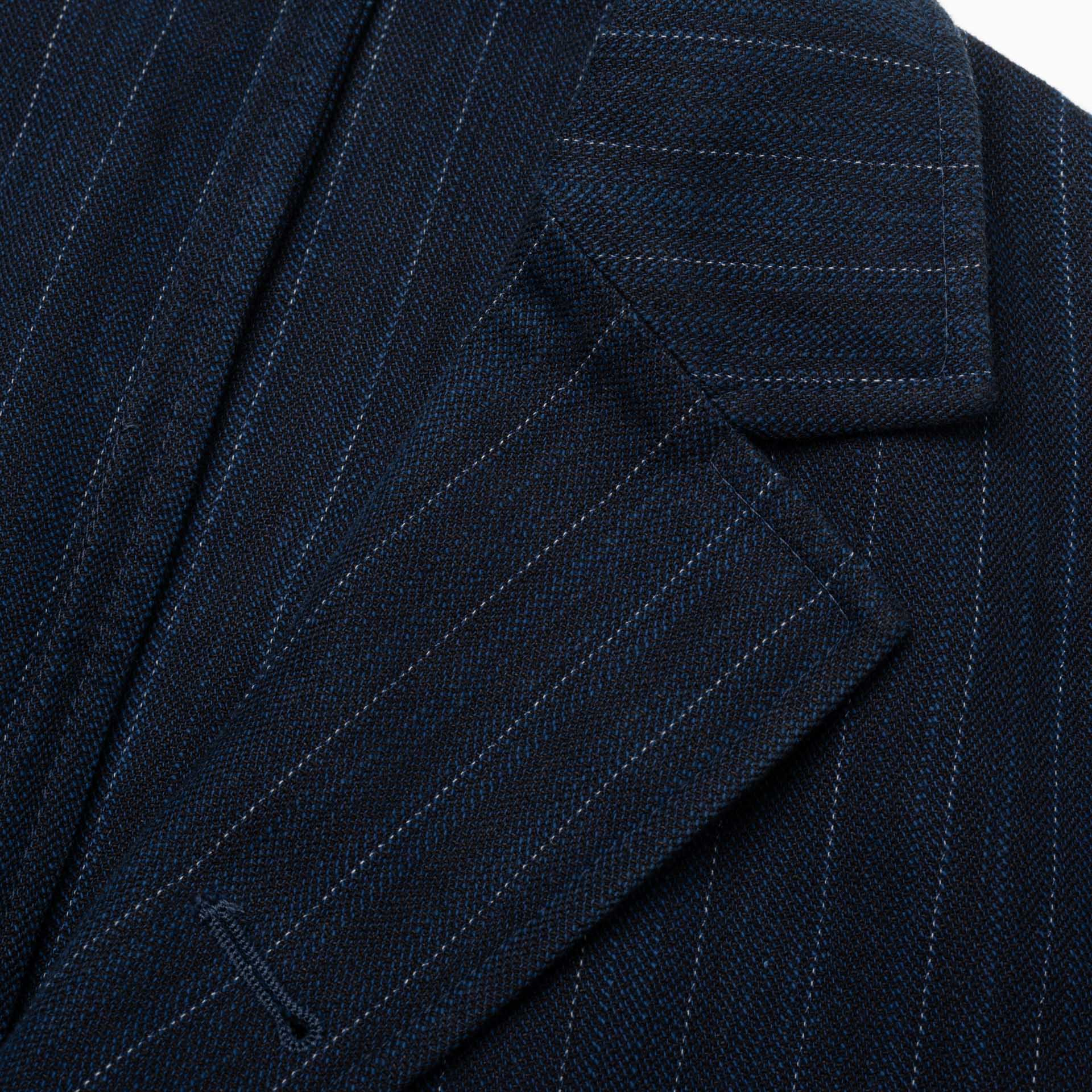 BOGLIOLI Galleria 74 Blue Striped Cotton-Paper 4 Button Unlined Jacket 48 NEW 38 BOGLIOLI