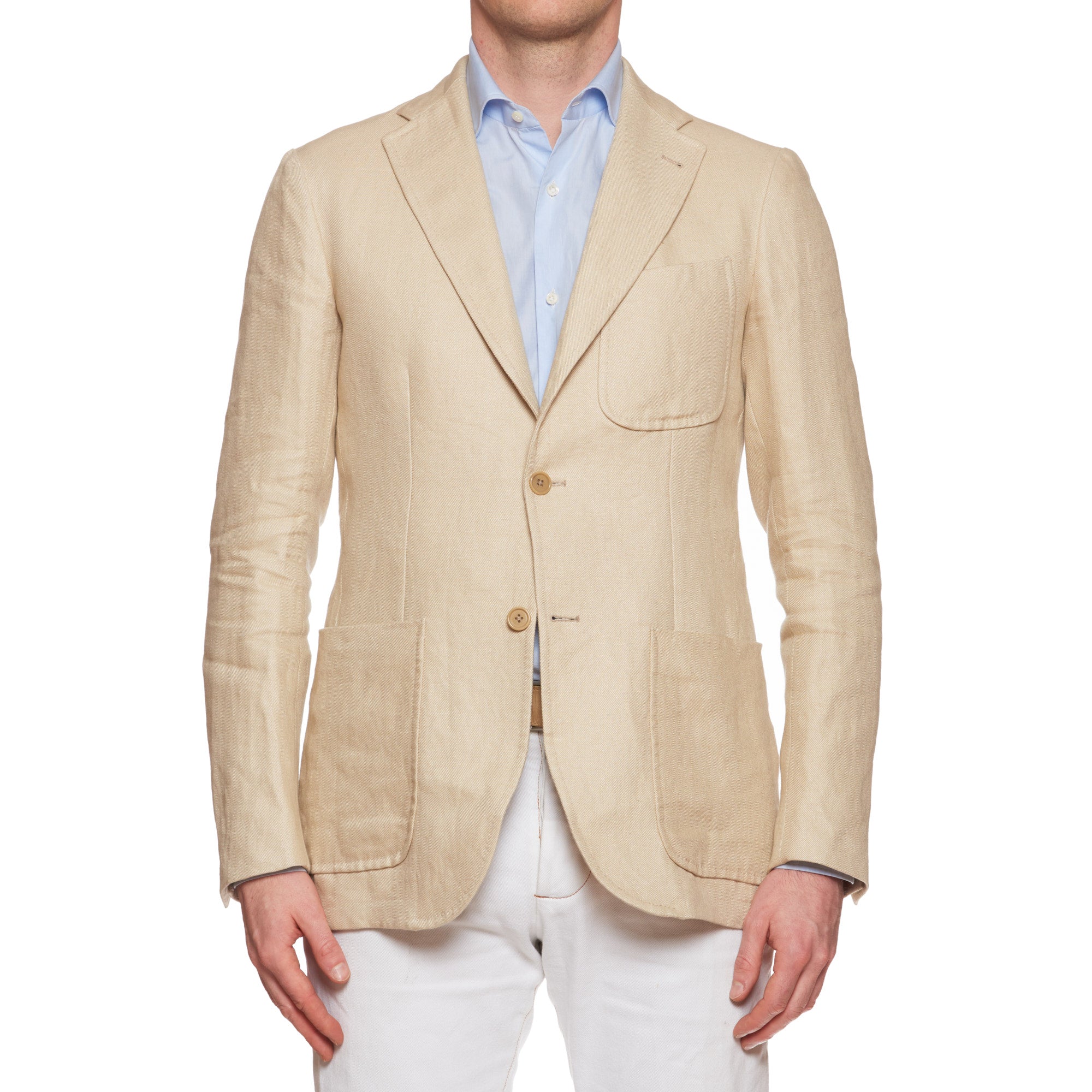 BOGLIOLI Milano Beige Linen-Cotton Twill Jacket Sport Coat EU 48 NEW US 38