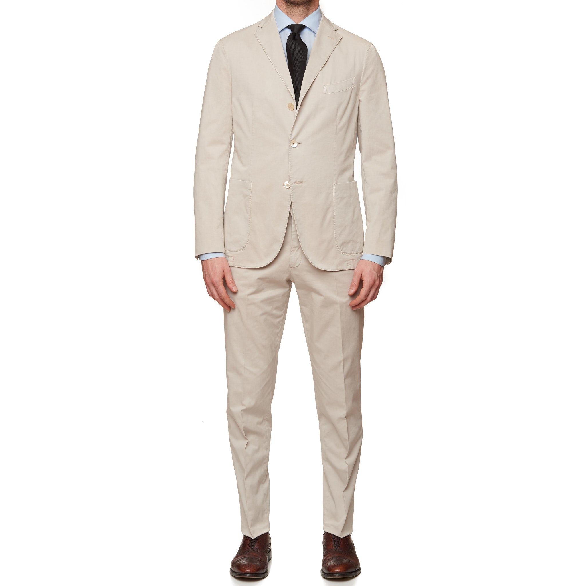 BOGLIOLI Milano "K. Jacket" Beige Twill Cotton 3 Button Unlined Suit NEW BOGLIOLI