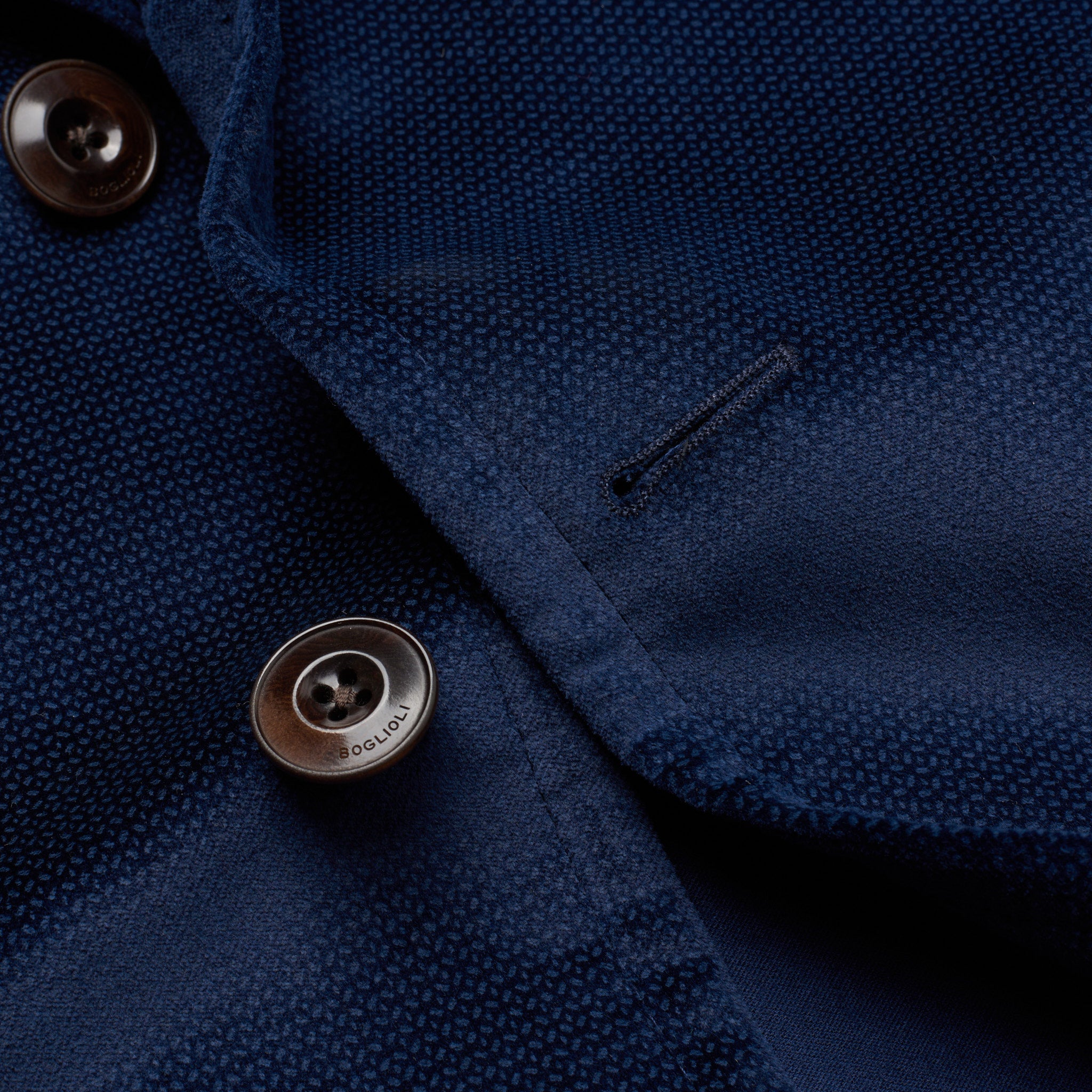 BOGLIOLI Milano "K. Jacket" Blue Cotton-Silk Velvet Coat Overcoat 46 NEW US XS