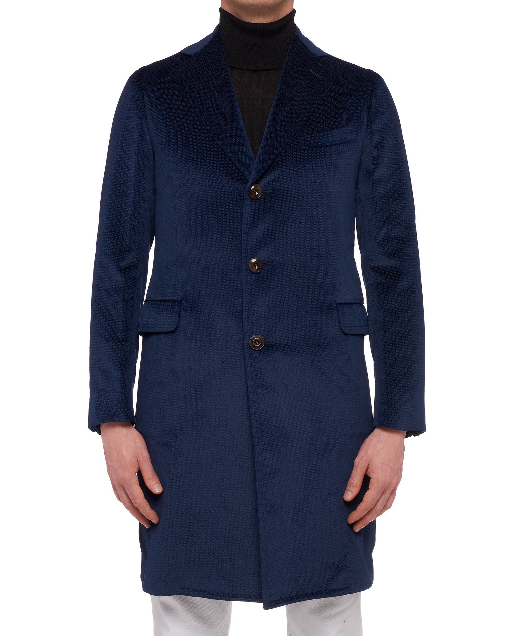 BOGLIOLI Milano "K. Jacket" Blue Cotton-Silk Velvet Coat Overcoat 46 NEW US XS BOGLIOLI