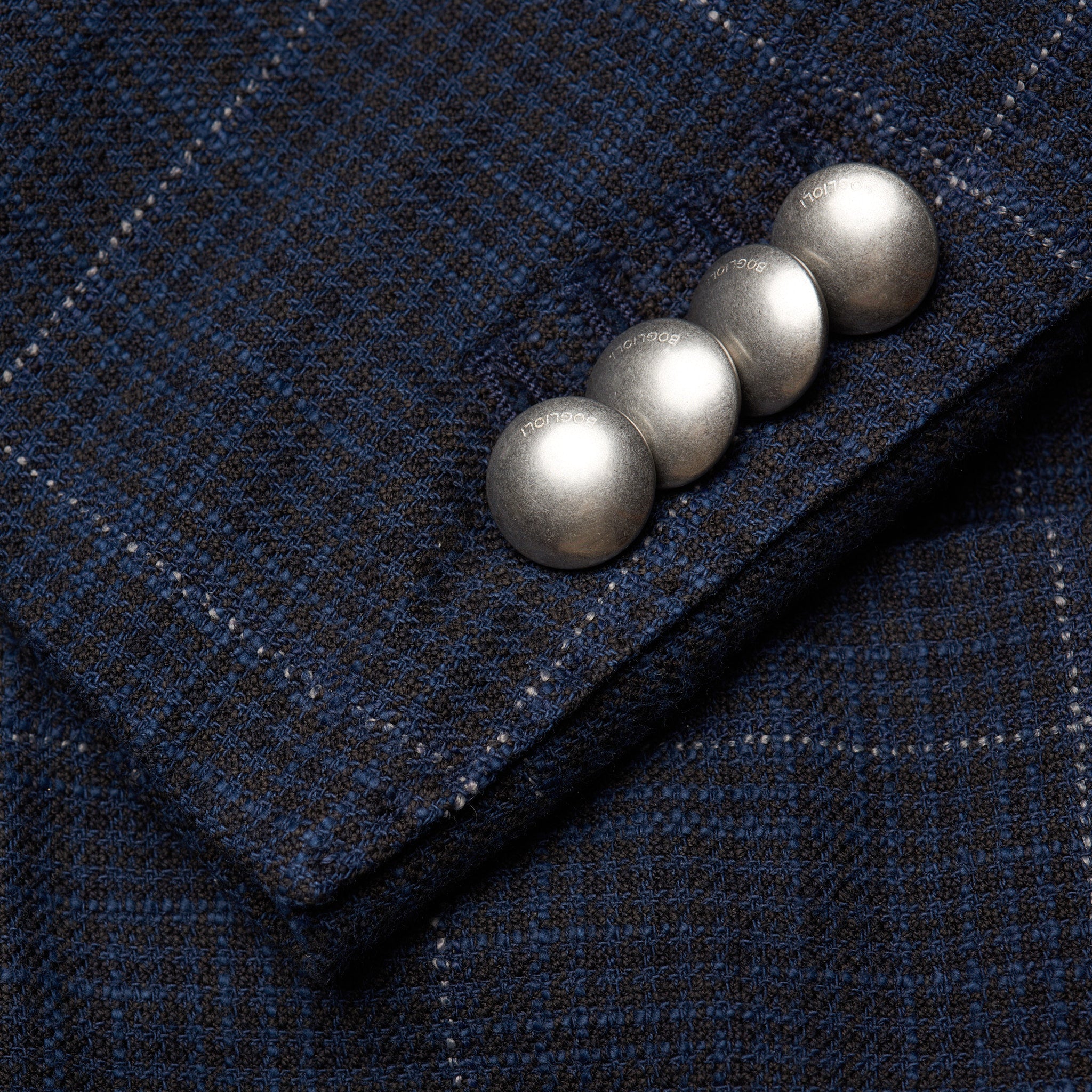 BOGLIOLI Milano "K. Jacket" Blue Plaid Cotton-Silk DB Jacket EU 48 NEW US 38 BOGLIOLI