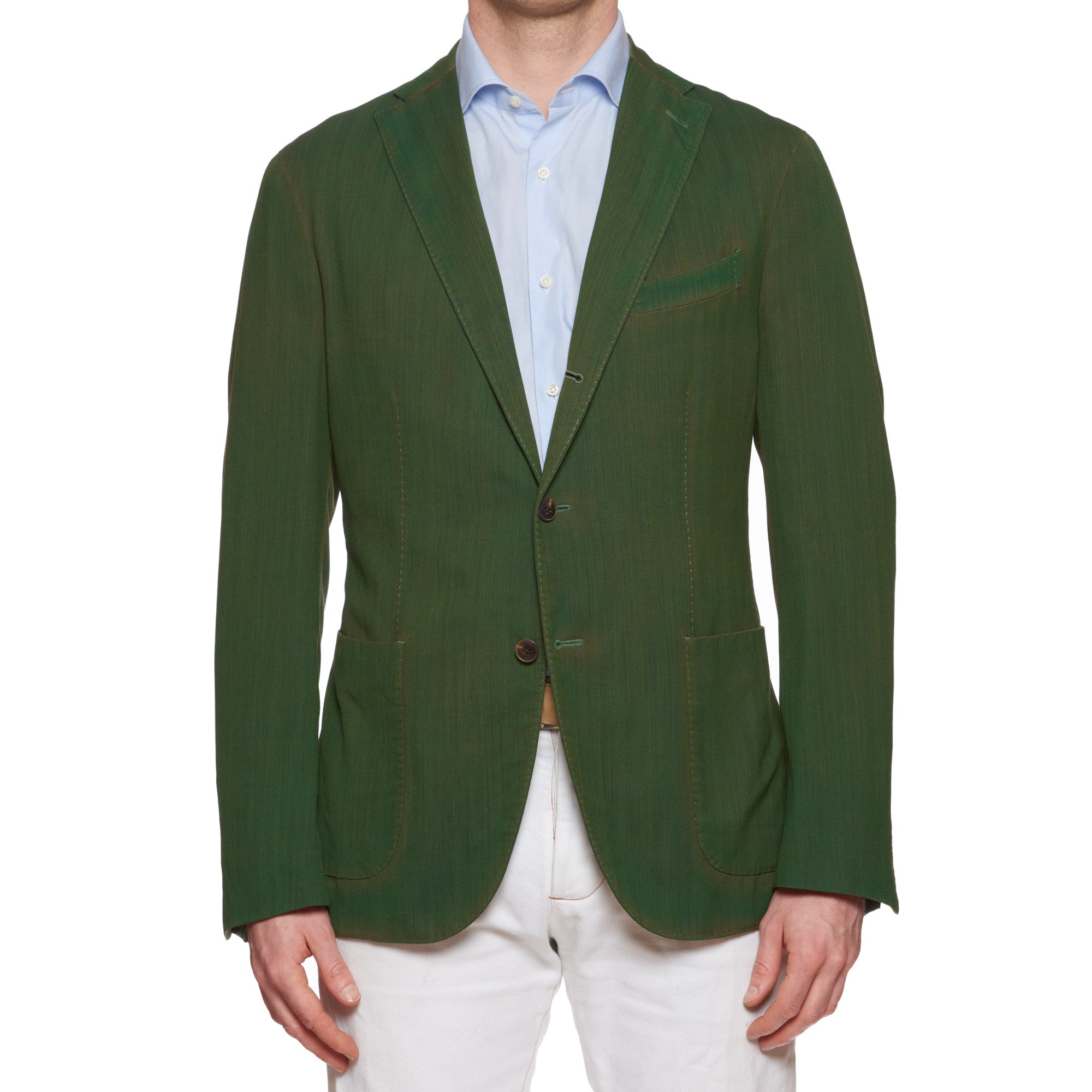 BOGLIOLI Milano "K.Jacket" Green Herringbone Wool Unlined Jacket EU 50 NEW US 40